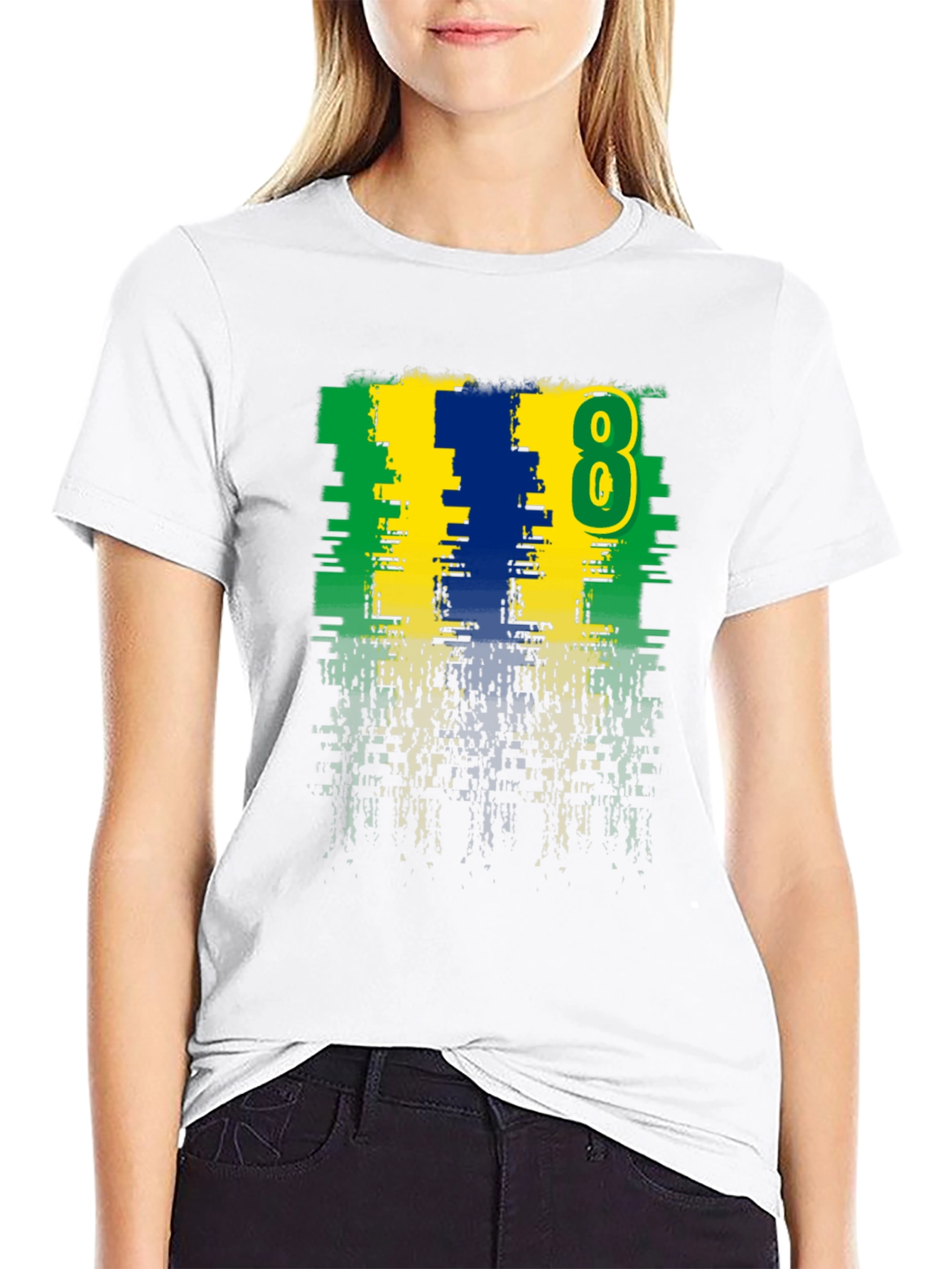 Distressed Number 8 Graphic Tee - Casual Style