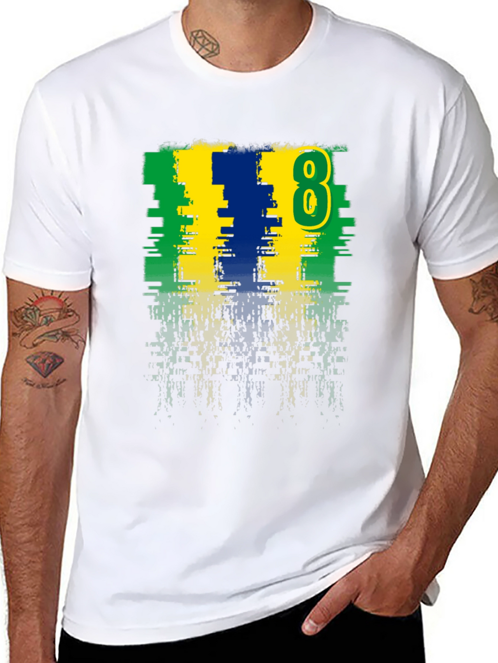 Distressed Number 8 Graphic Tee - Casual Style