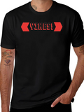 Black T-Shirt with Red Geometric Design