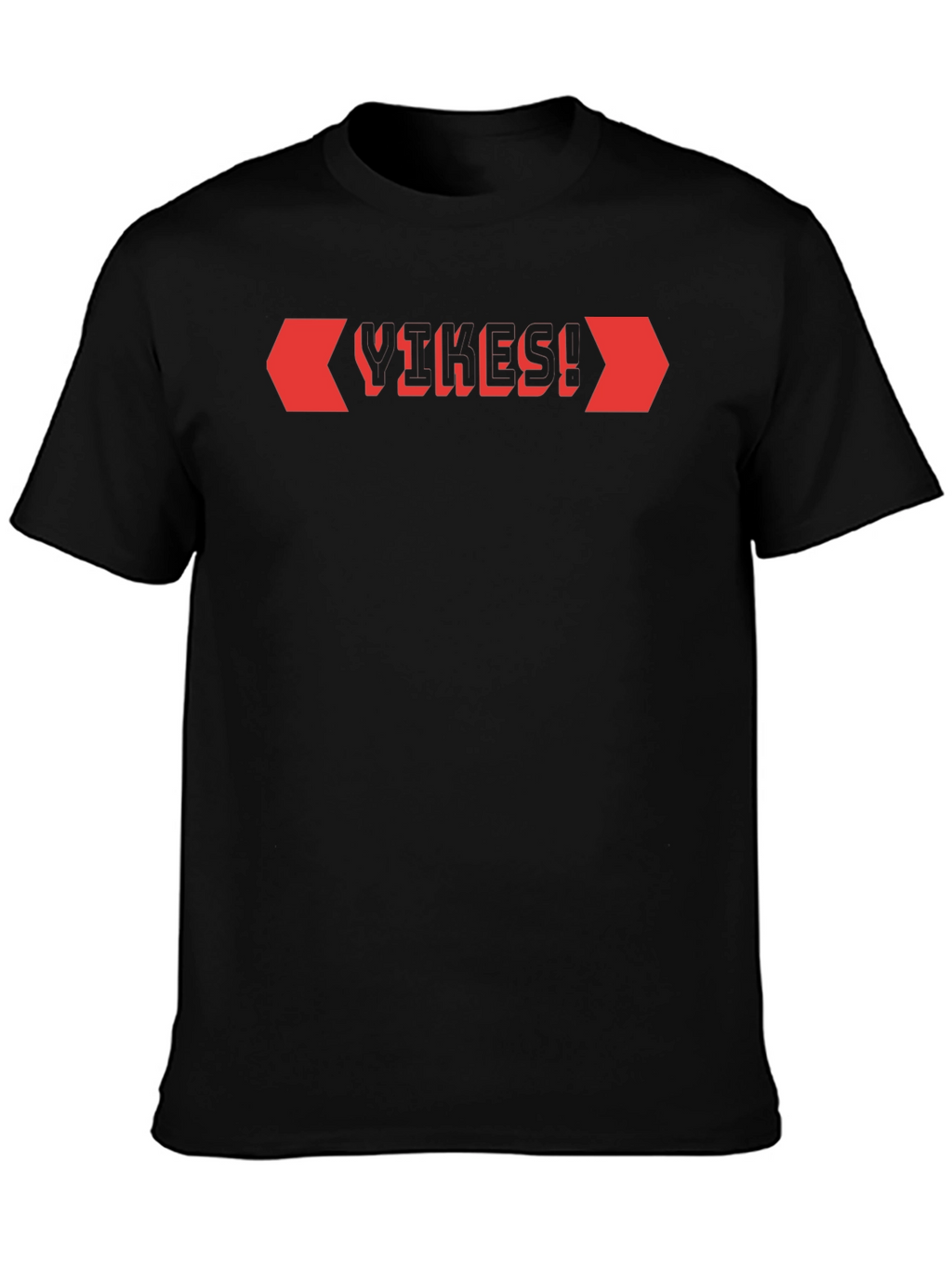 Black T-Shirt with Red Geometric Design