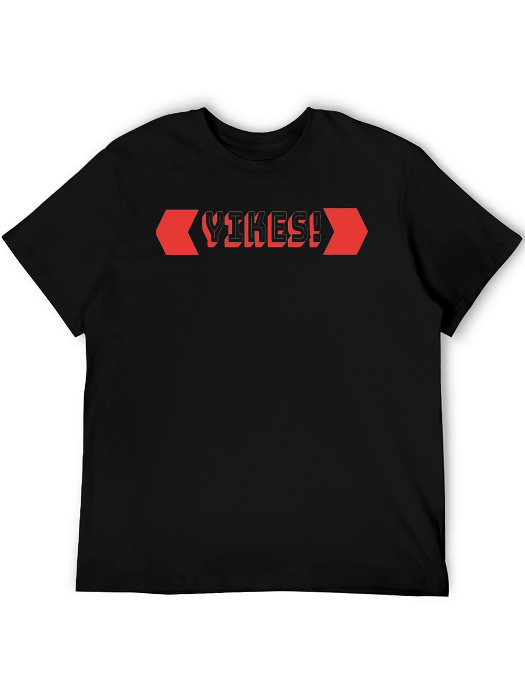 Black T-Shirt with Red Geometric Design