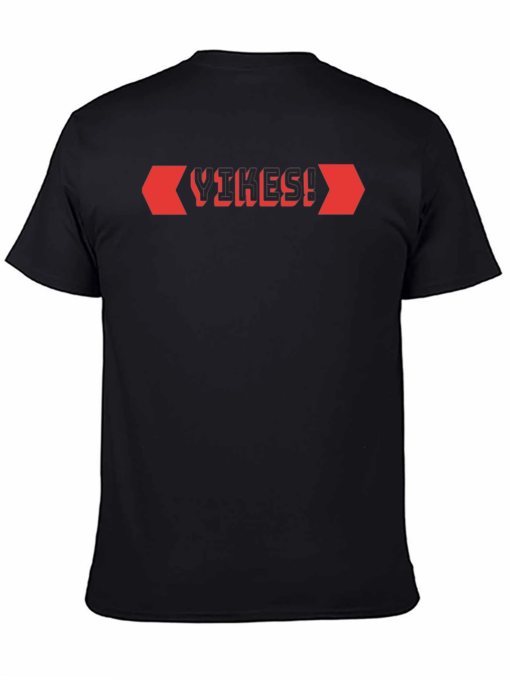 Black T-Shirt with Red Geometric Design