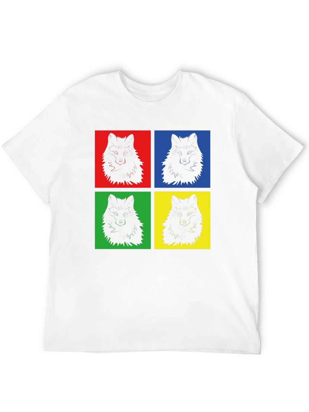 Pop Art Wolf Graphic Print Black T-Shirt