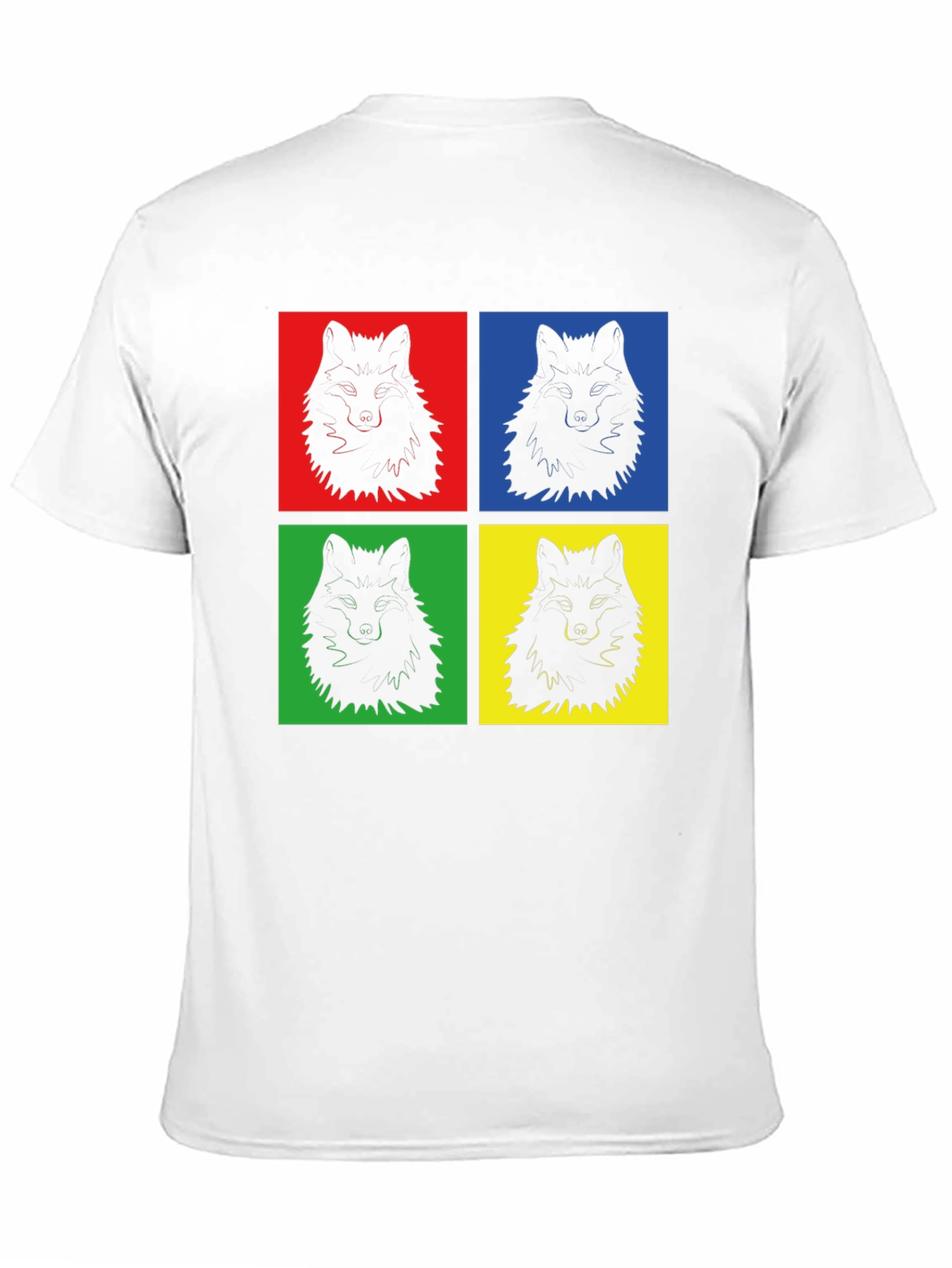 Pop Art Wolf Graphic Print Black T-Shirt