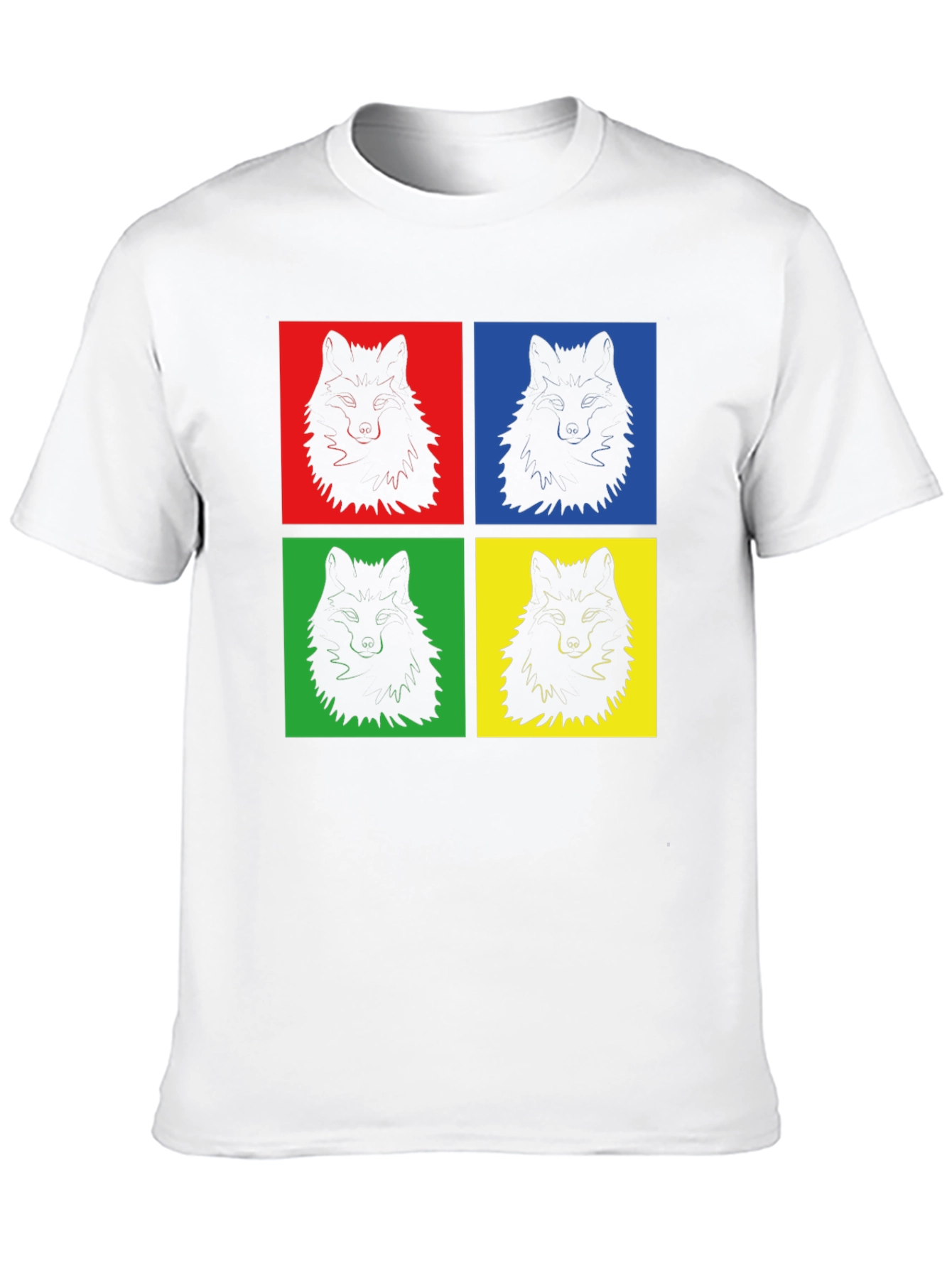 Pop Art Wolf Graphic Print Black T-Shirt