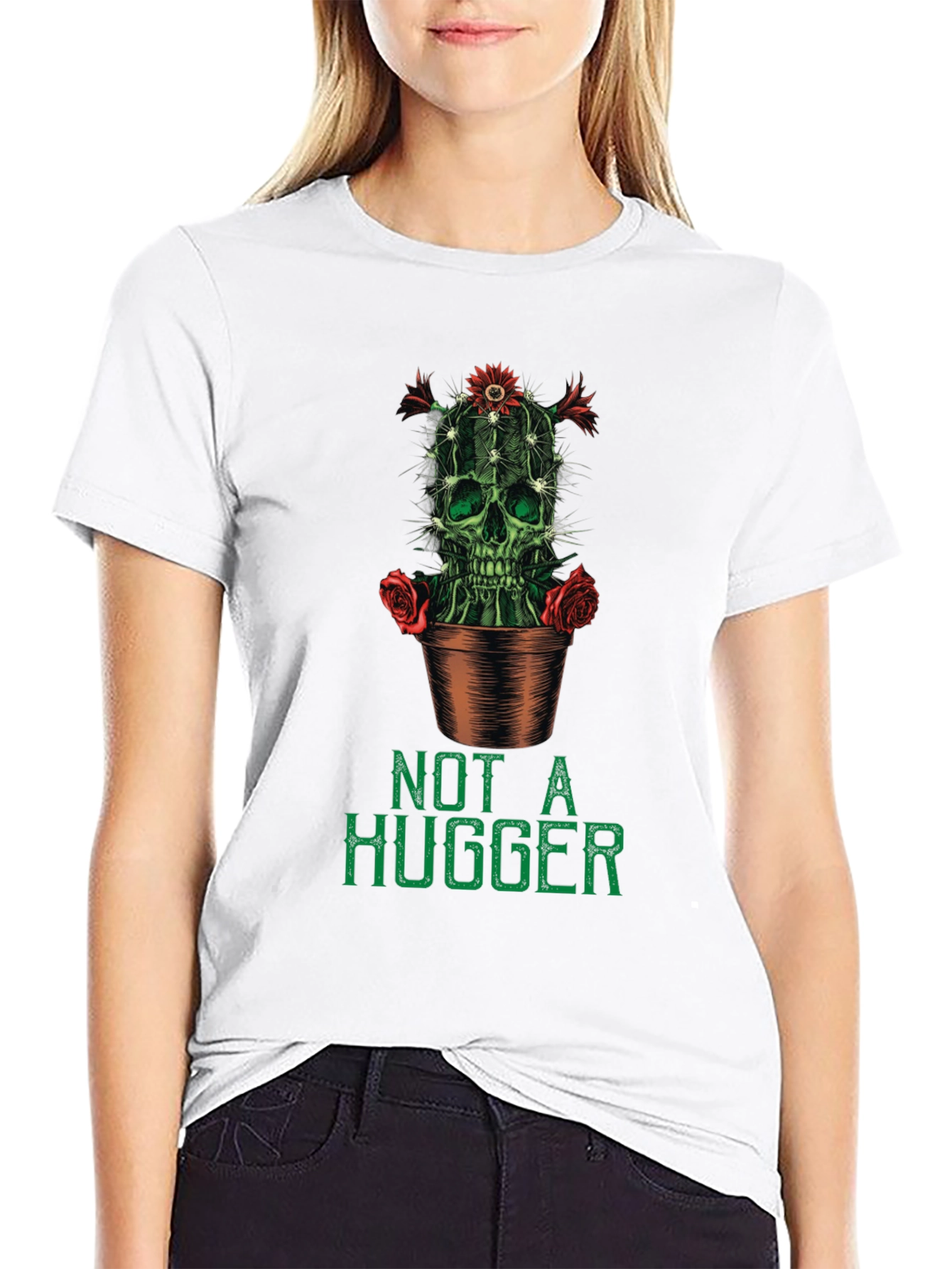 Not a Hugger Cactus Skull Graphic Tee