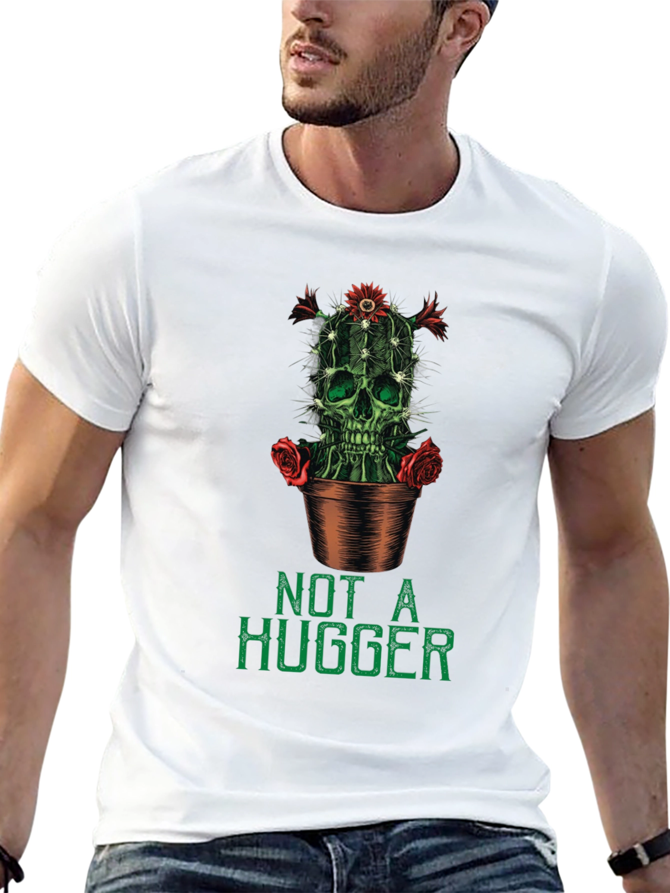 Not a Hugger Cactus Skull Graphic Tee