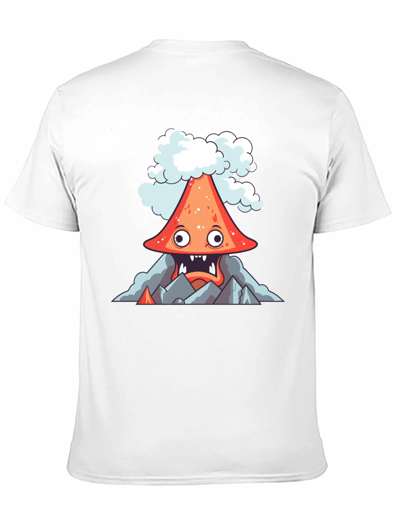 Volcano Cartoon Graphic Tee - Black