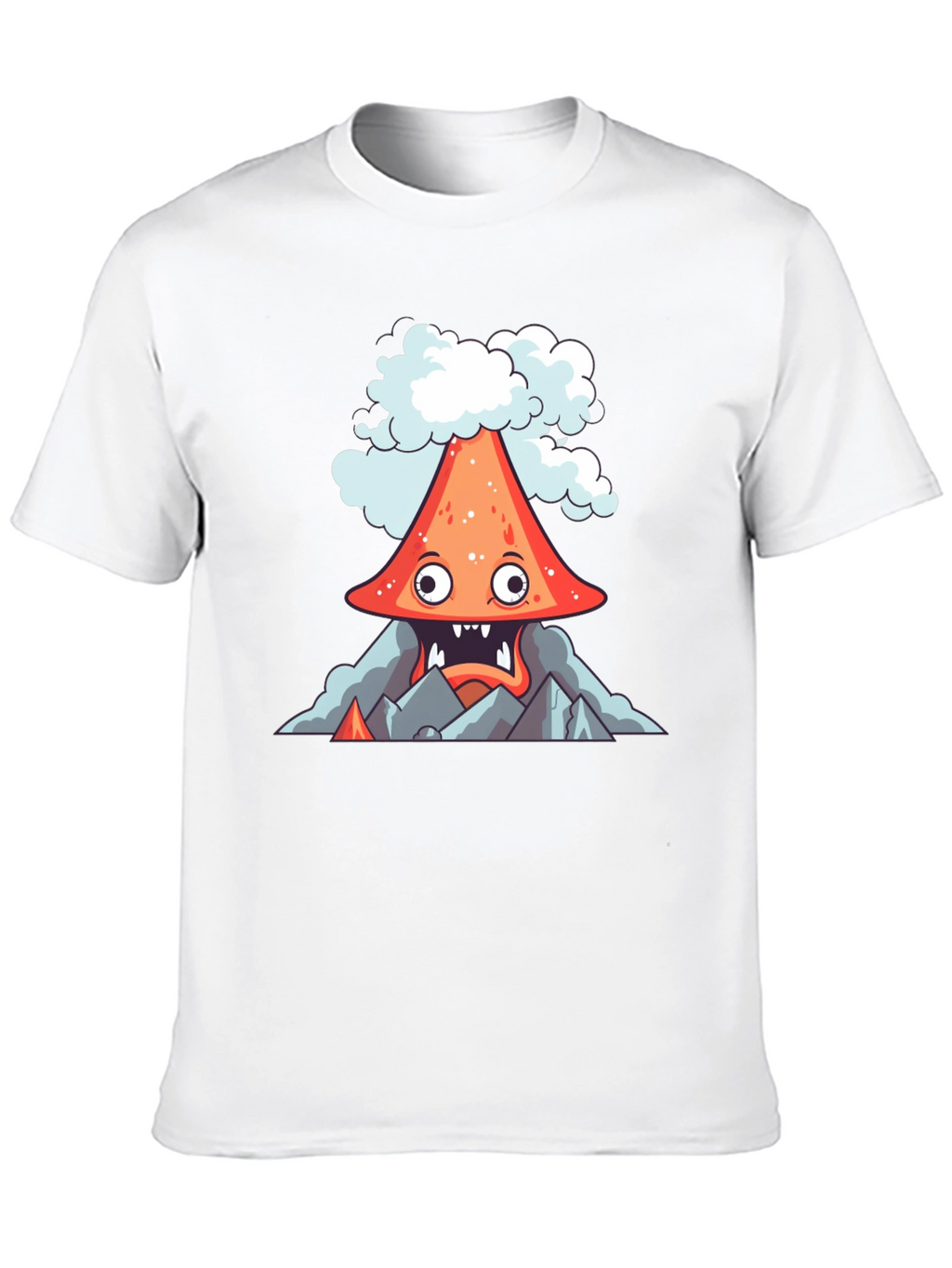 Volcano Cartoon Graphic Tee - Black
