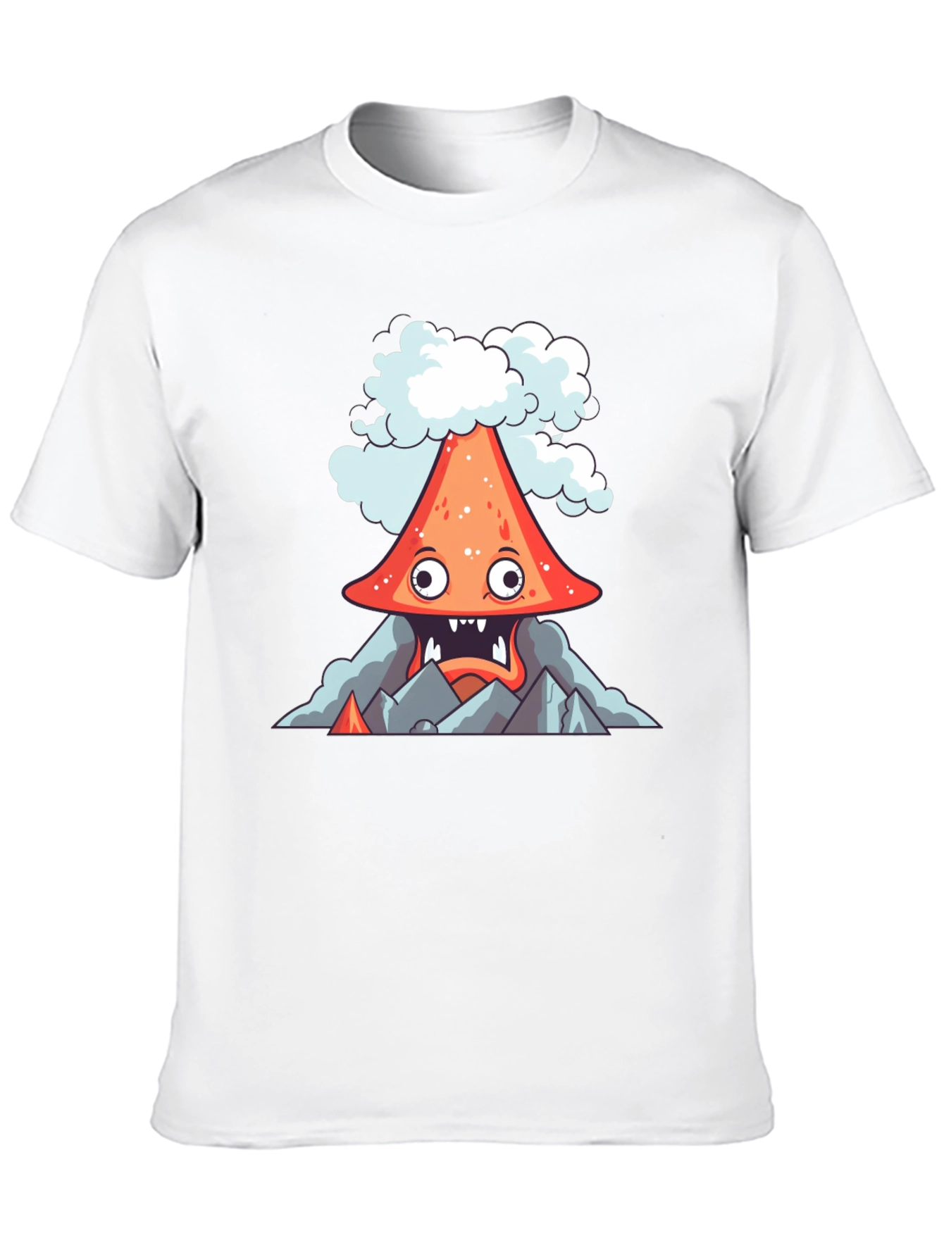 Volcano Cartoon Graphic Tee - Black