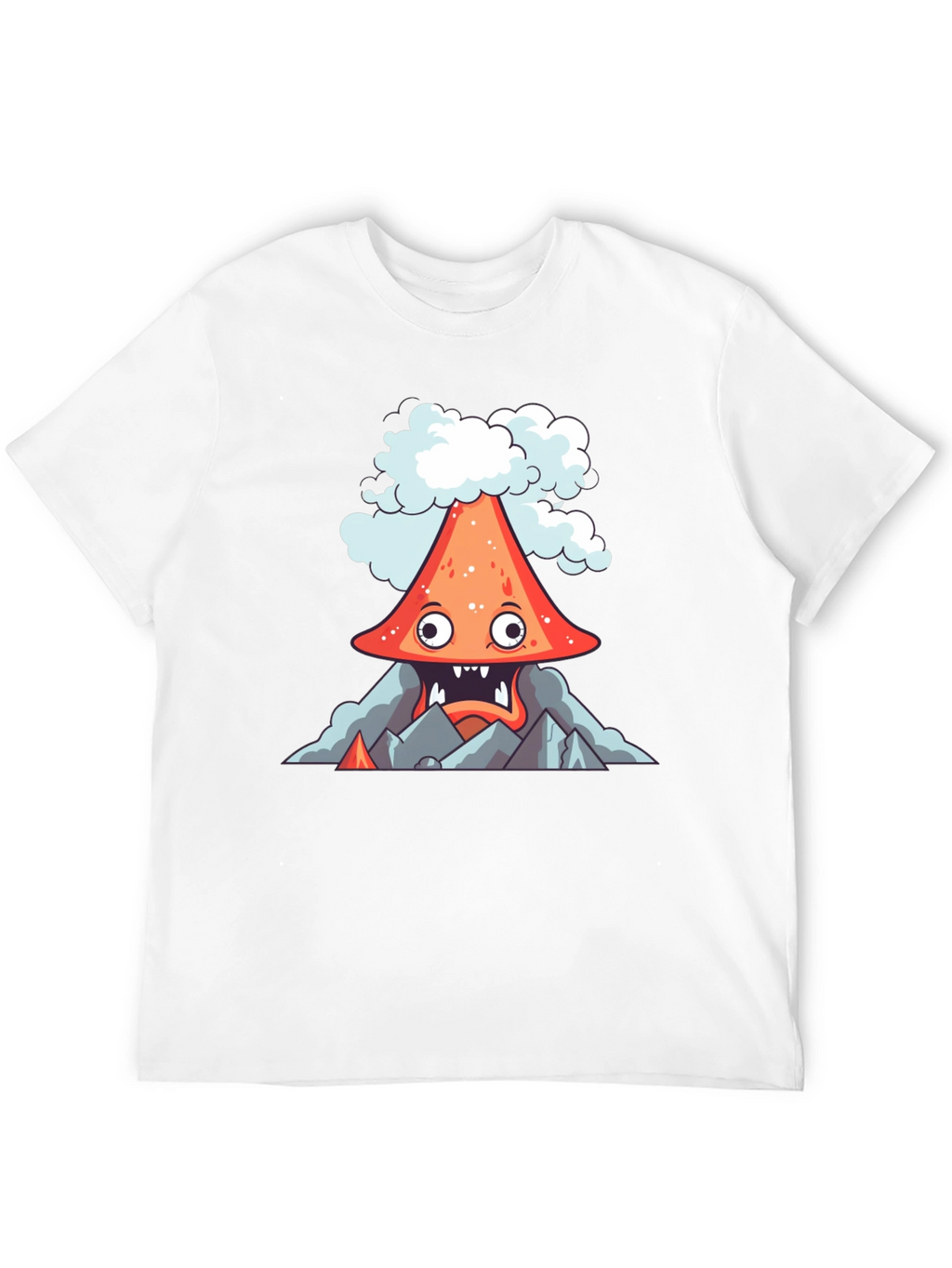 Volcano Cartoon Graphic Tee - Black