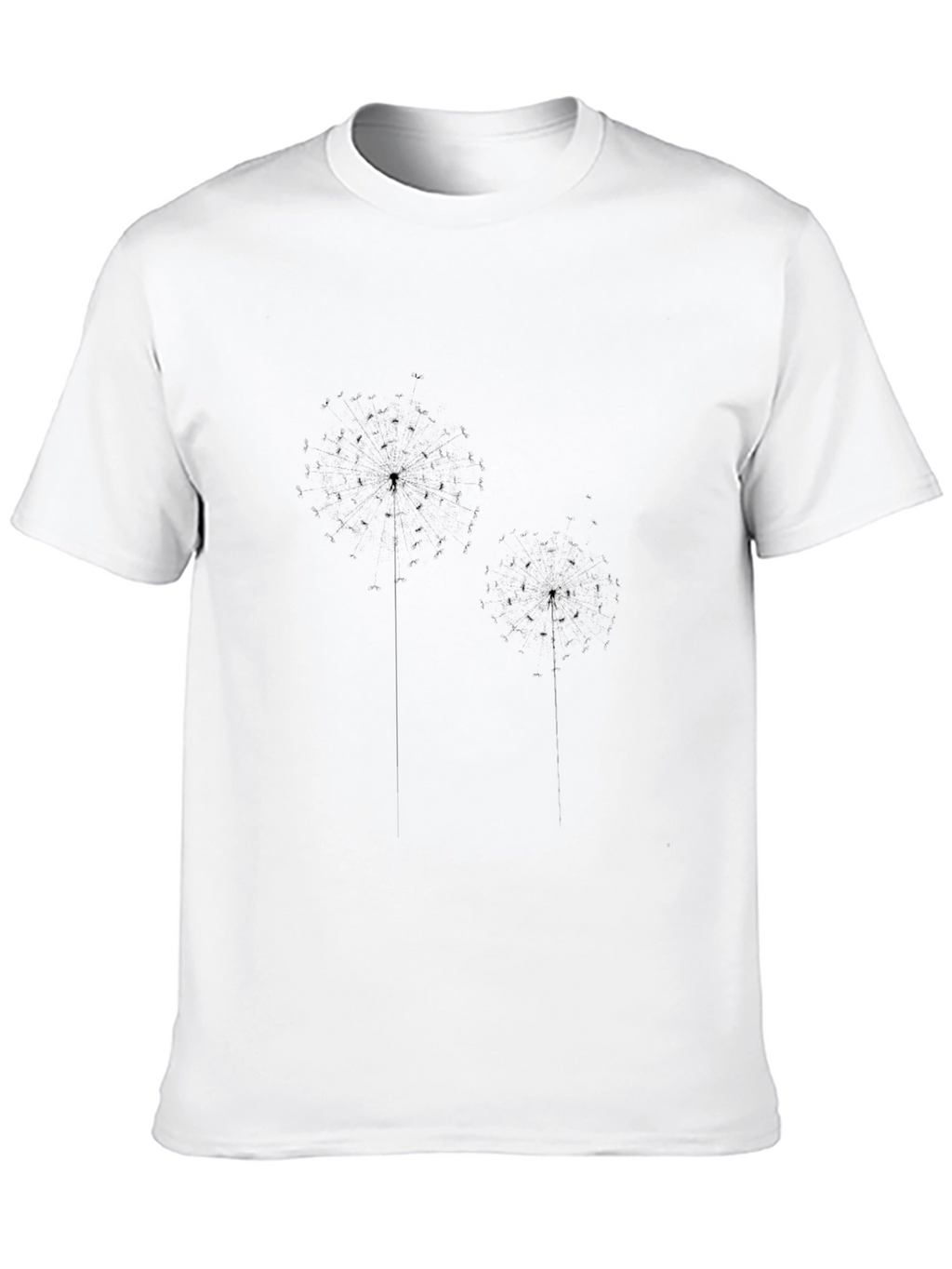 Mens Black Dandelion Print T-Shirt - Casual Comfort