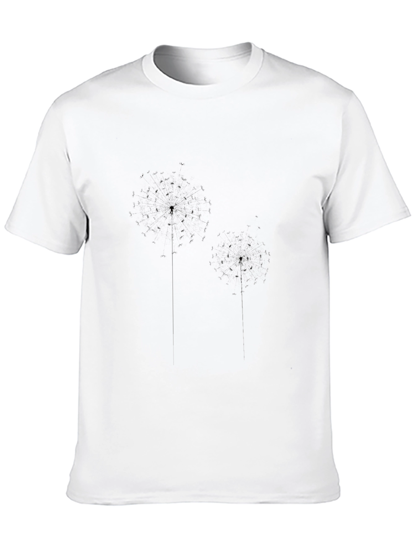 Mens Black Dandelion Print T-Shirt - Casual Comfort