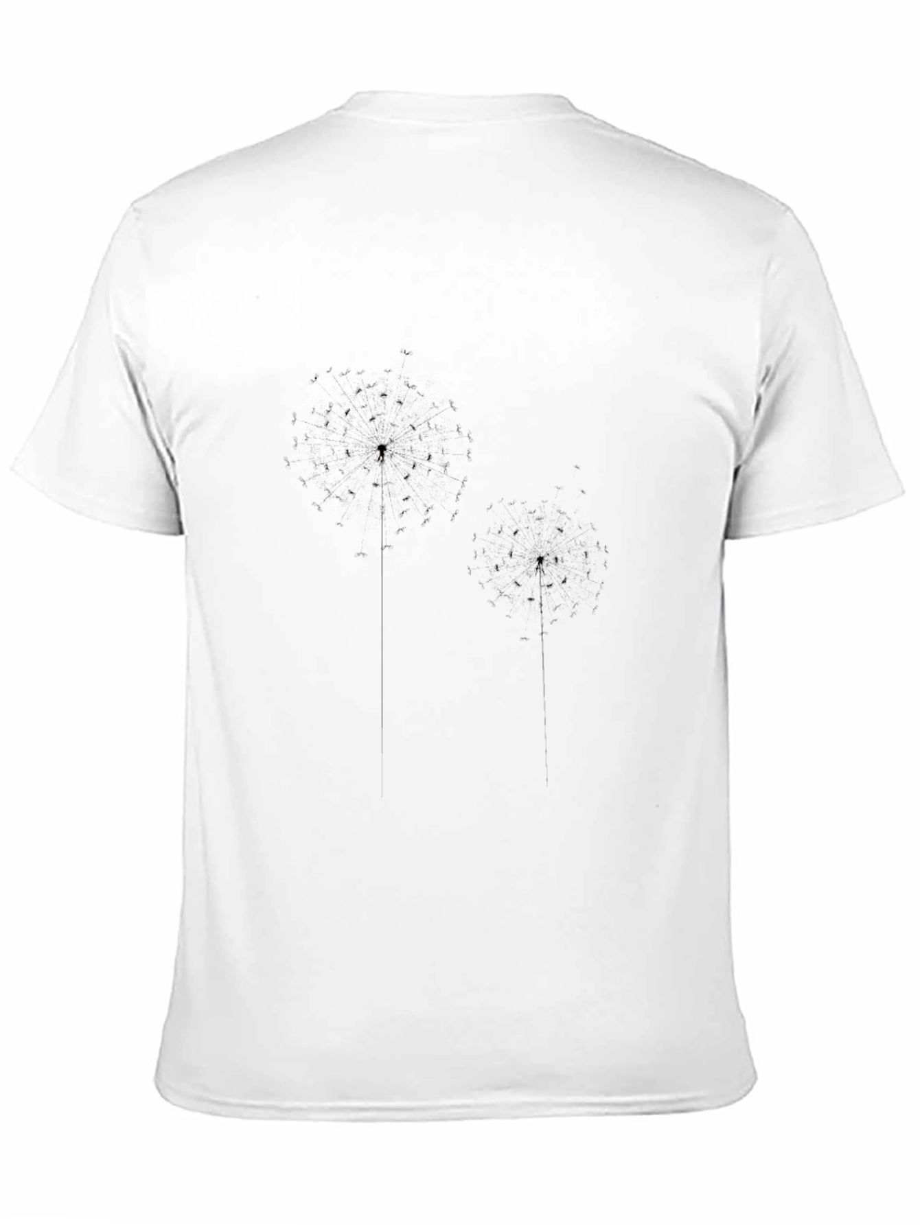 Mens Black Dandelion Print T-Shirt - Casual Comfort