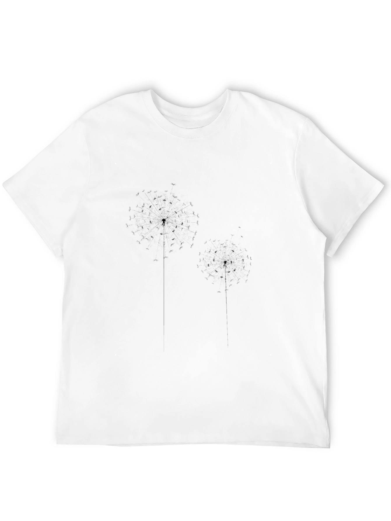 Mens Black Dandelion Print T-Shirt - Casual Comfort
