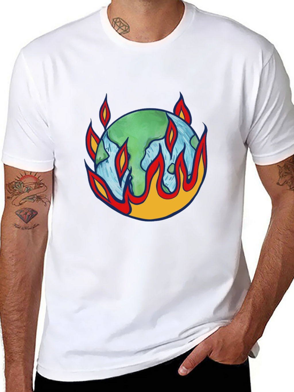 Earth on Fire Graphic Tee - Climate Change Awareness