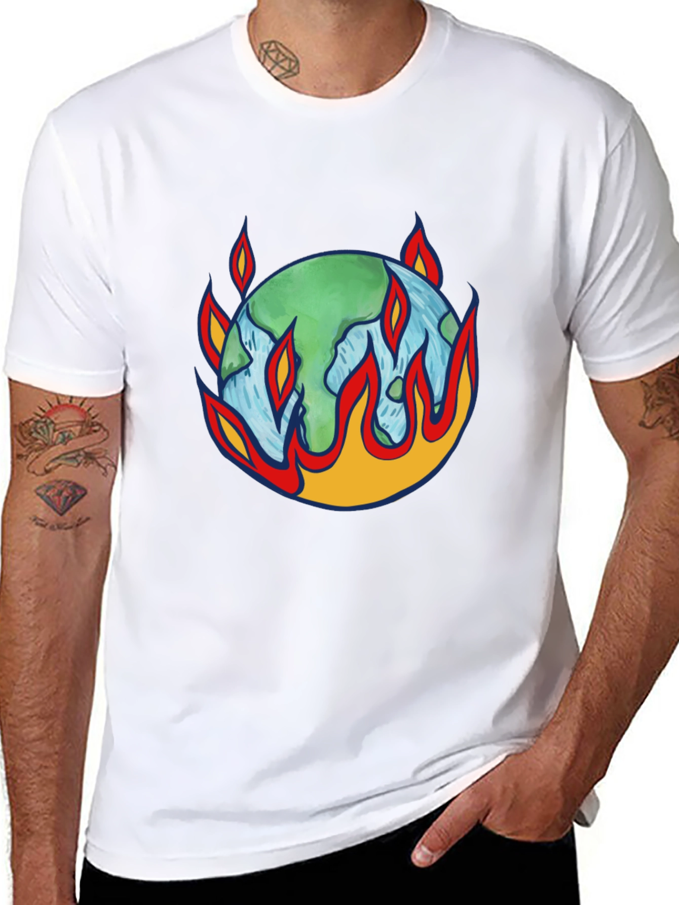 Earth on Fire Graphic Tee - Climate Change Awareness