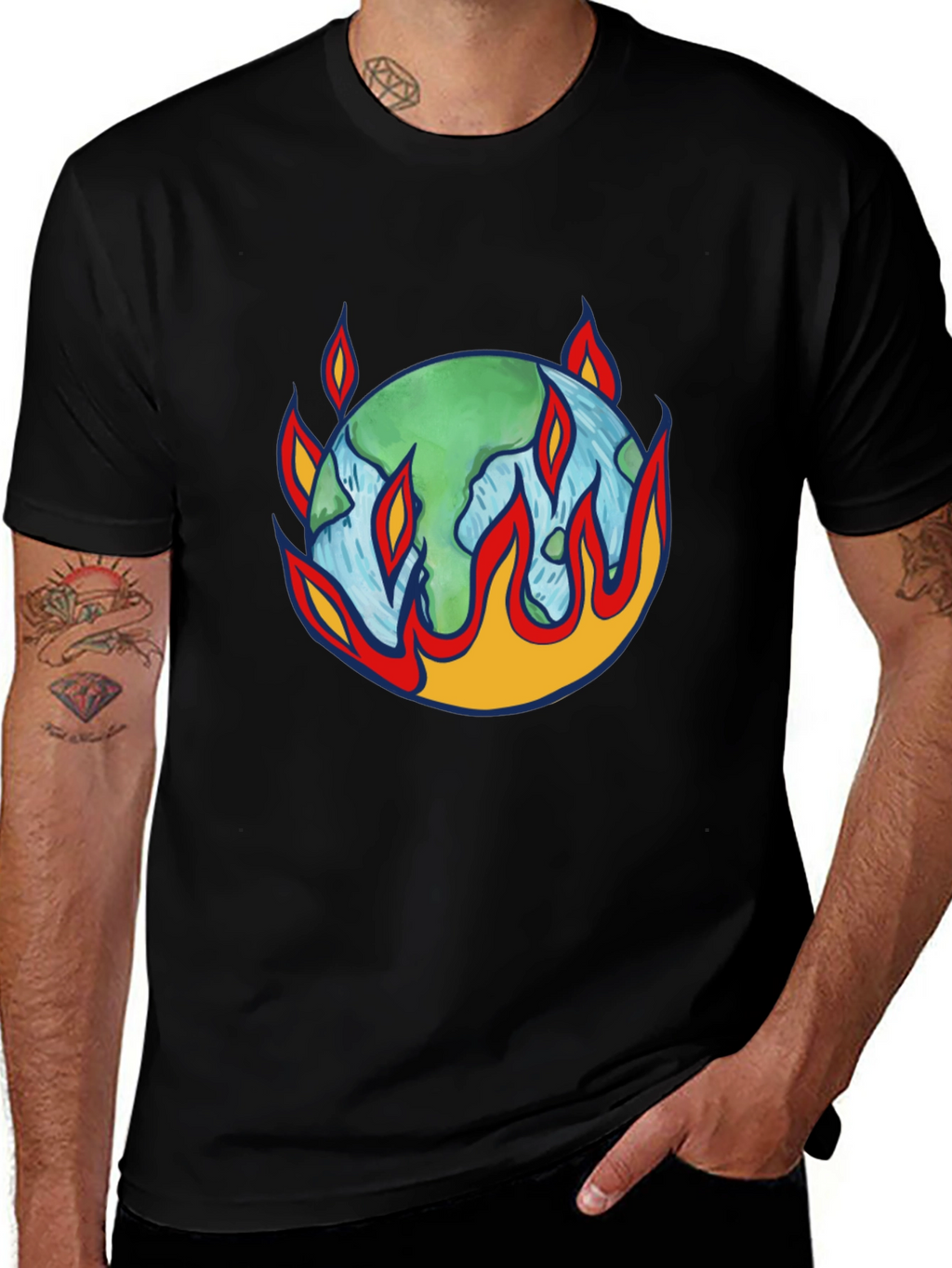 Earth on Fire Graphic Tee - Climate Change Awareness