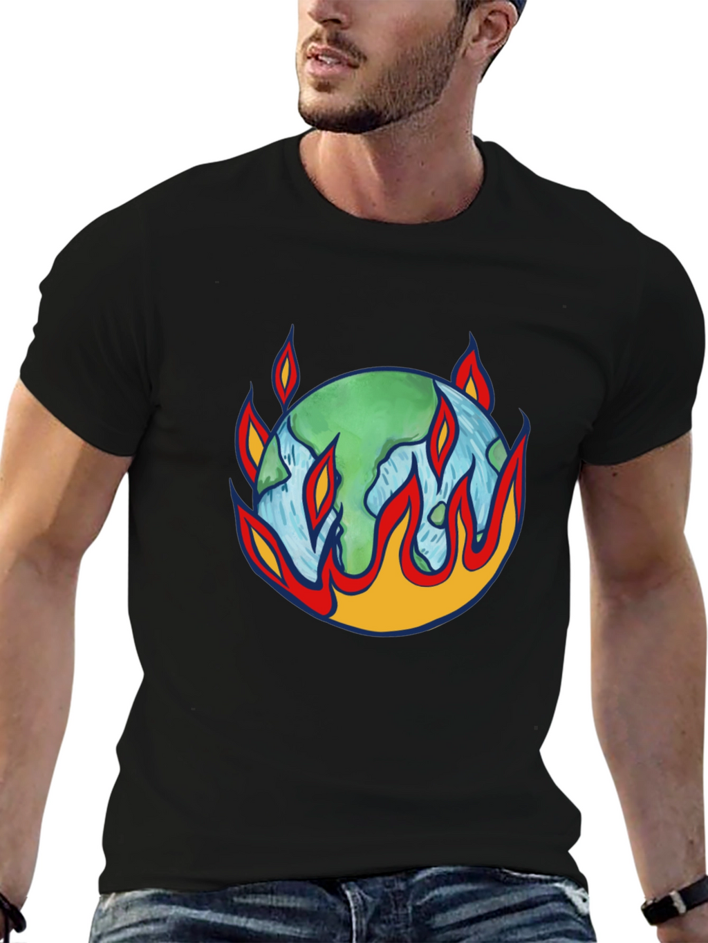 Earth on Fire Graphic Tee - Climate Change Awareness