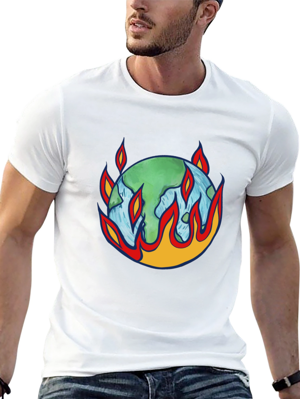 Earth on Fire Graphic Tee - Climate Change Awareness