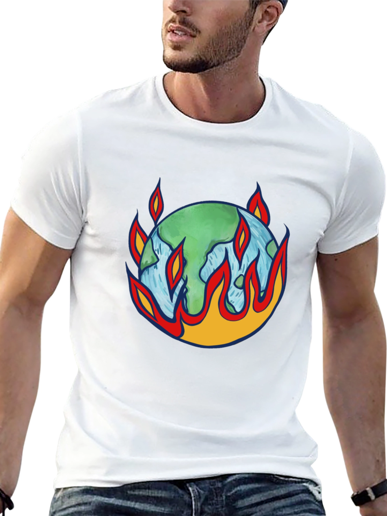 Earth on Fire Graphic Tee - Climate Change Awareness