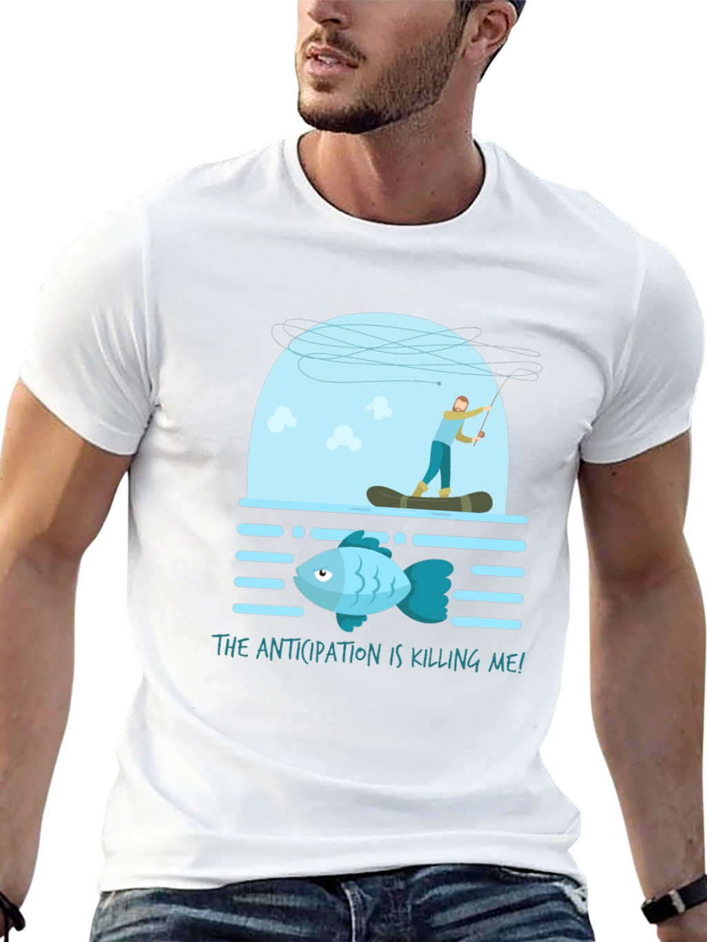 Anticipation Fishing T-Shirt Funny Graphic Tee