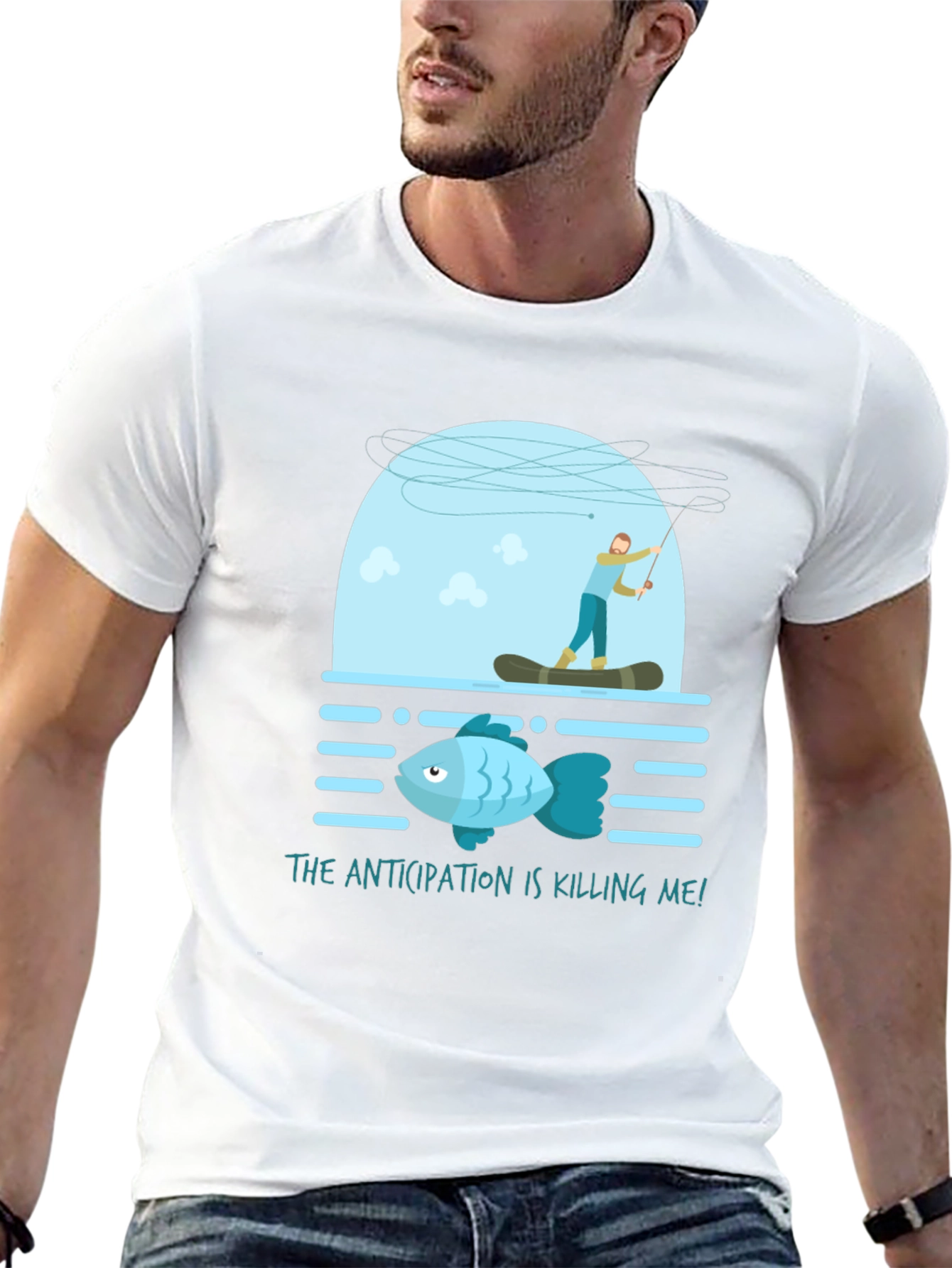 Anticipation Fishing T-Shirt Funny Graphic Tee