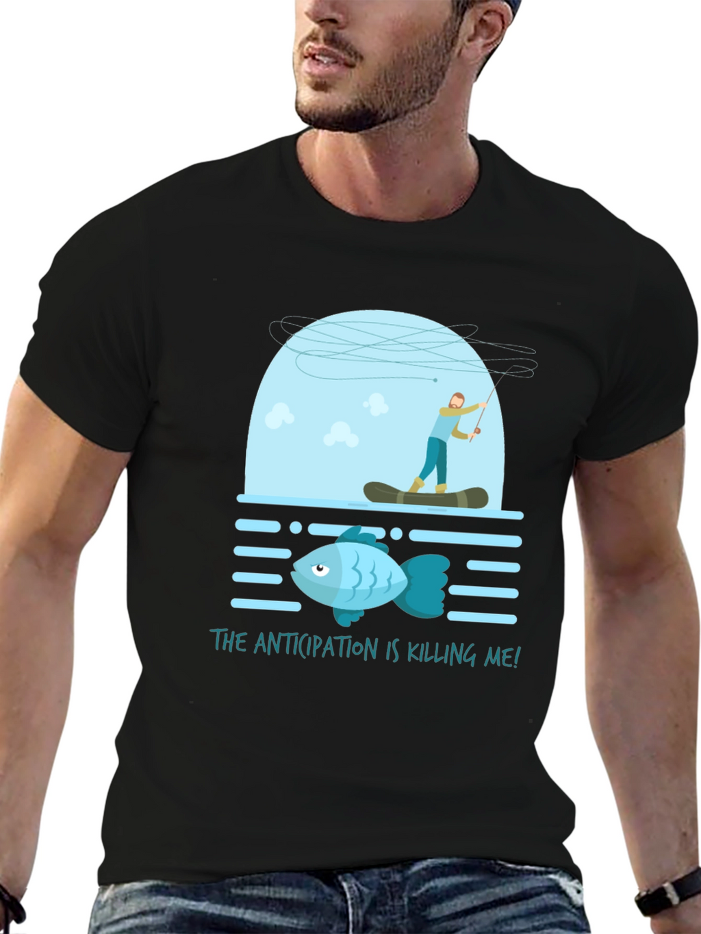 Anticipation Fishing T-Shirt Funny Graphic Tee
