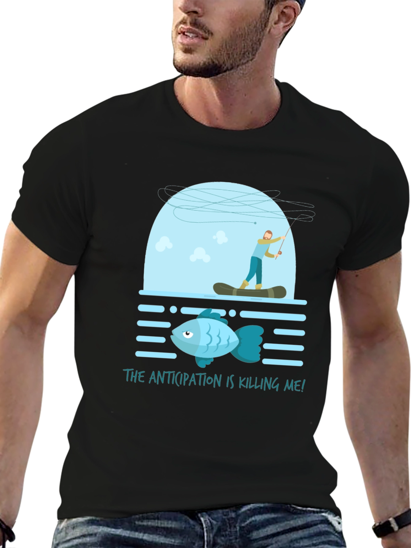 Anticipation Fishing T-Shirt Funny Graphic Tee