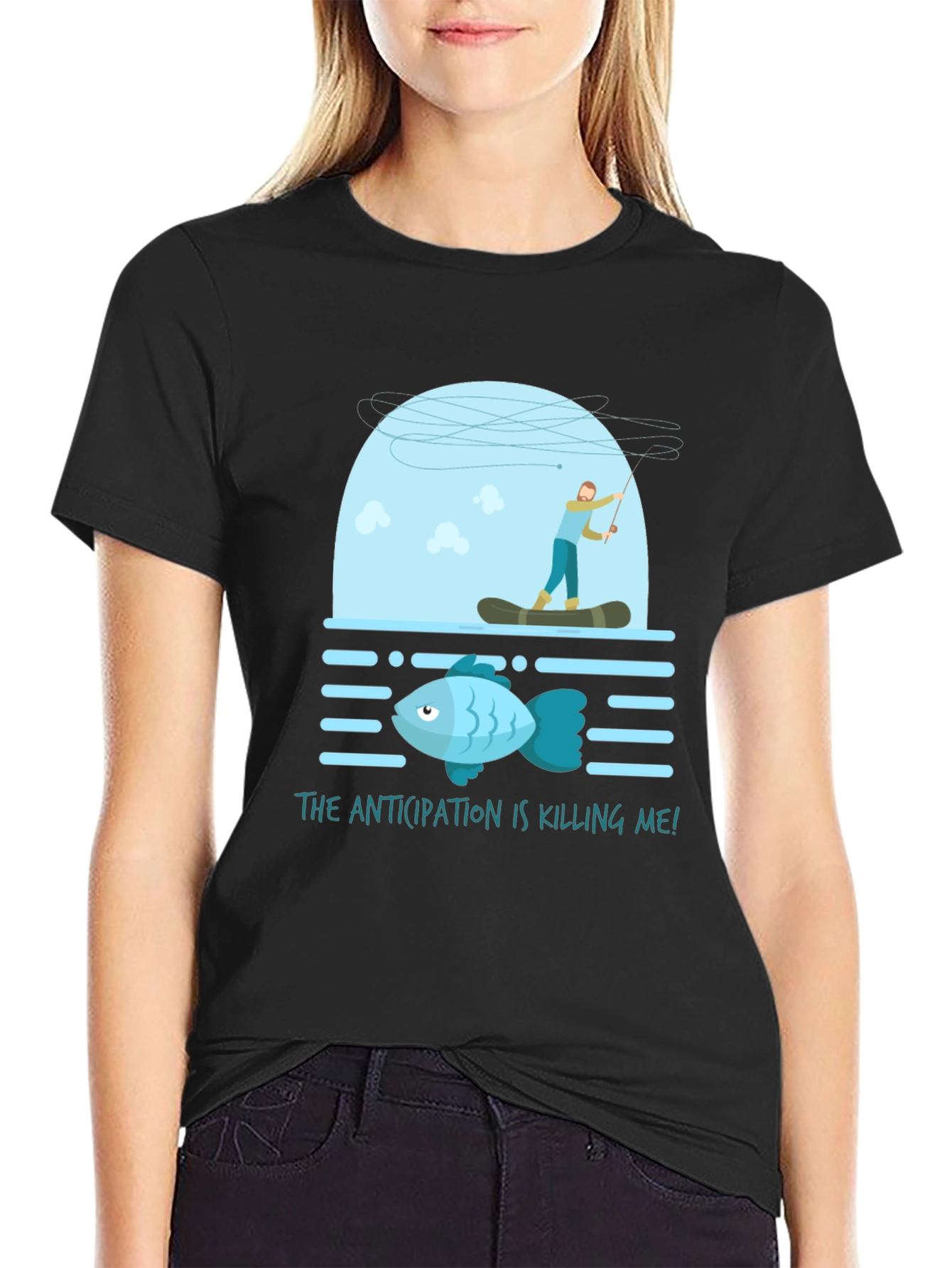 Anticipation Fishing T-Shirt Funny Graphic Tee