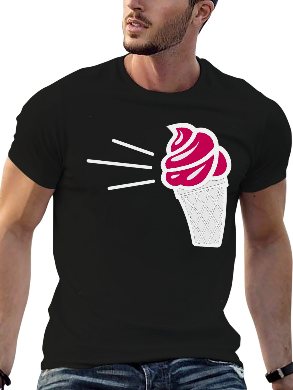Ice Cream Graphic Tee - Black Casual T-Shirt
