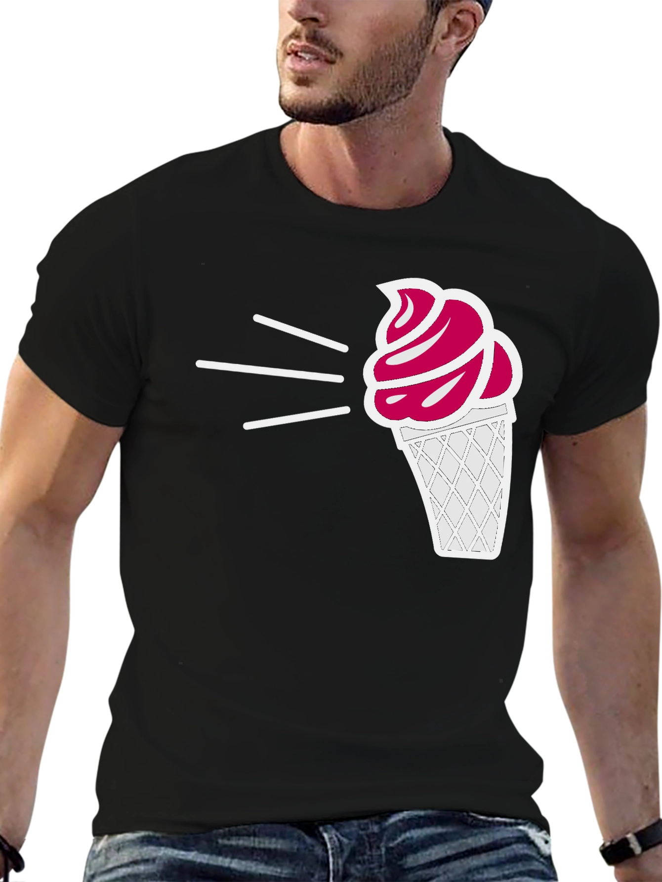 Ice Cream Graphic Tee - Black Casual T-Shirt