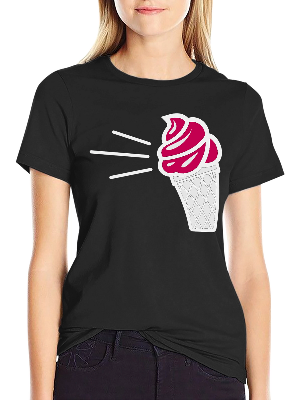 Ice Cream Graphic Tee - Black Casual T-Shirt
