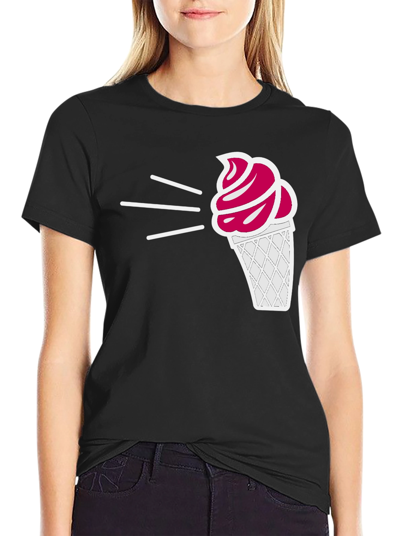 Ice Cream Graphic Tee - Black Casual T-Shirt