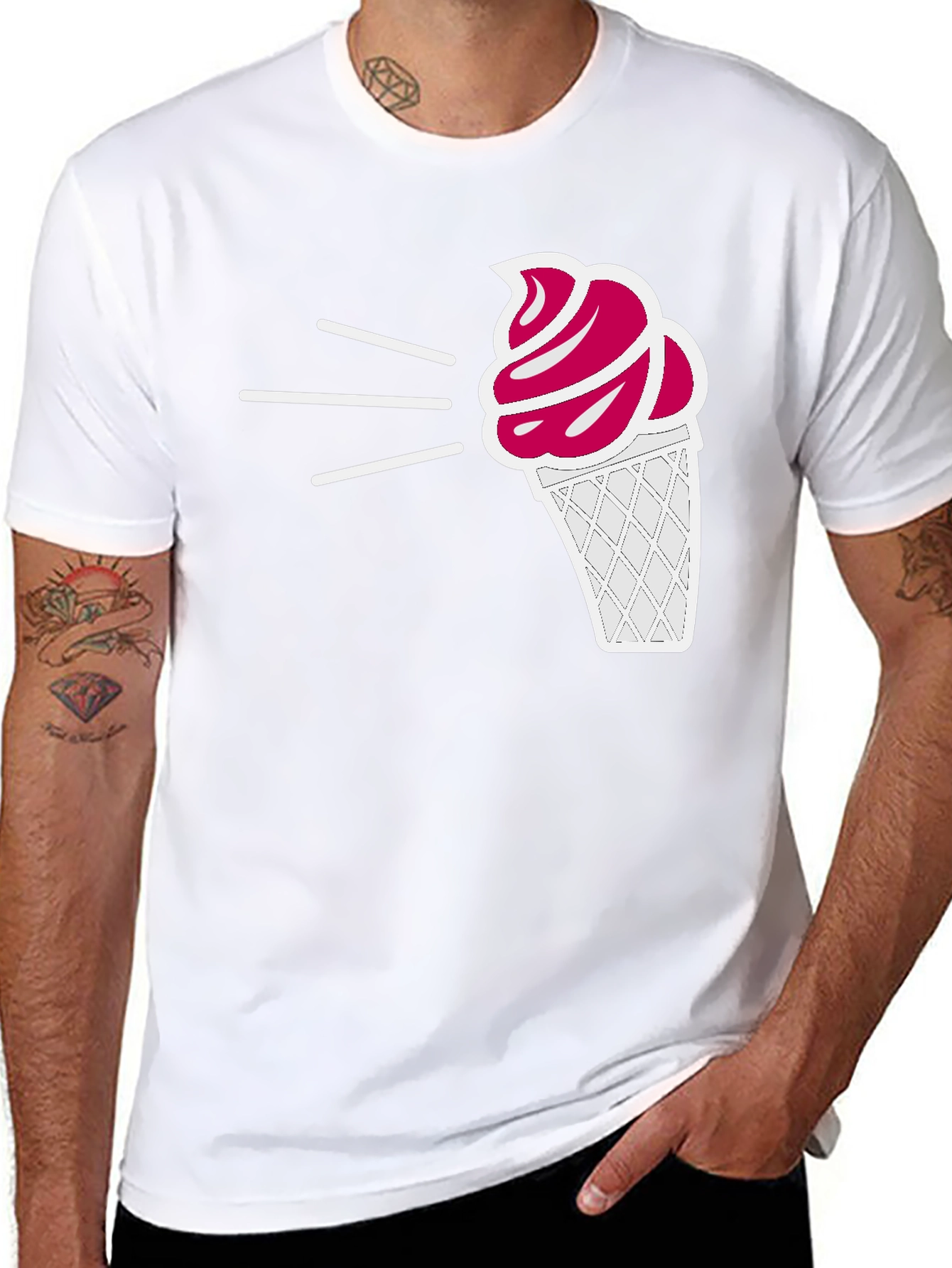 Ice Cream Graphic Tee - Black Casual T-Shirt