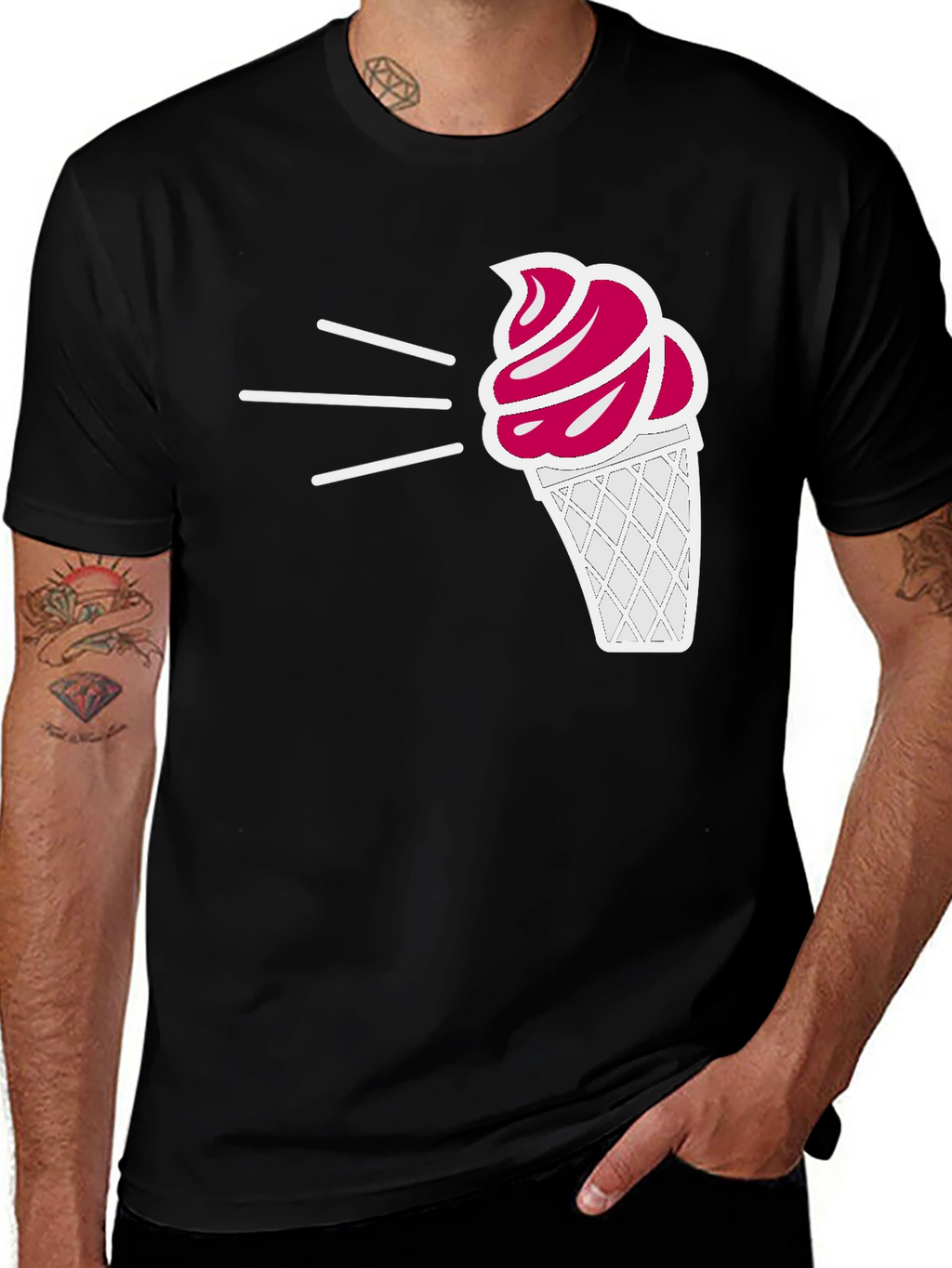 Ice Cream Graphic Tee - Black Casual T-Shirt