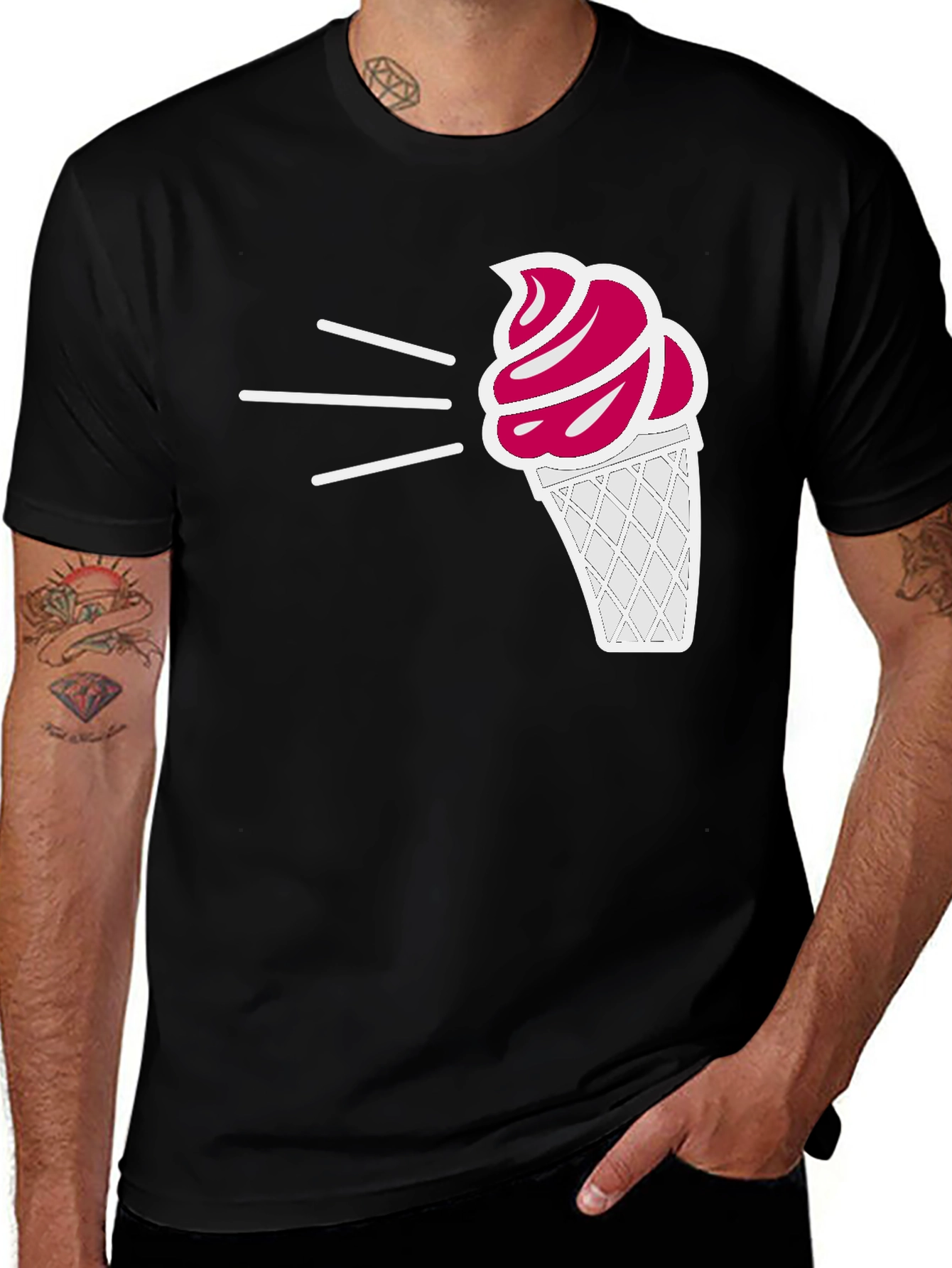 Ice Cream Graphic Tee - Black Casual T-Shirt