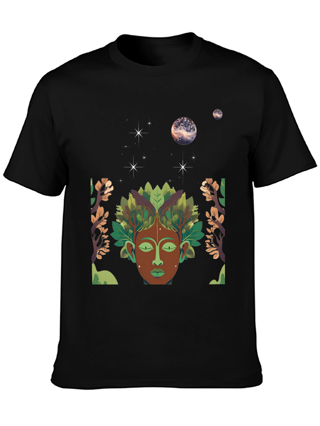 Nature Spirit Graphic Tee - Black Cotton Blend