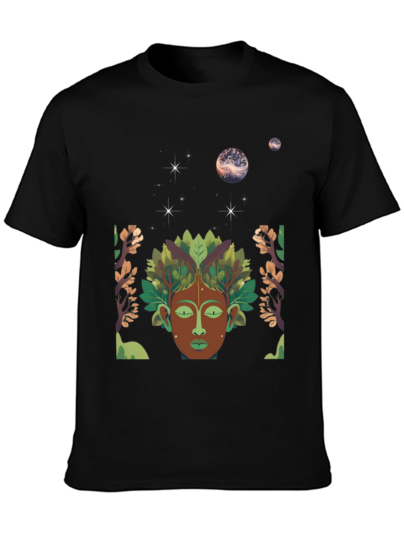 Nature Spirit Graphic Tee - Black Cotton Blend