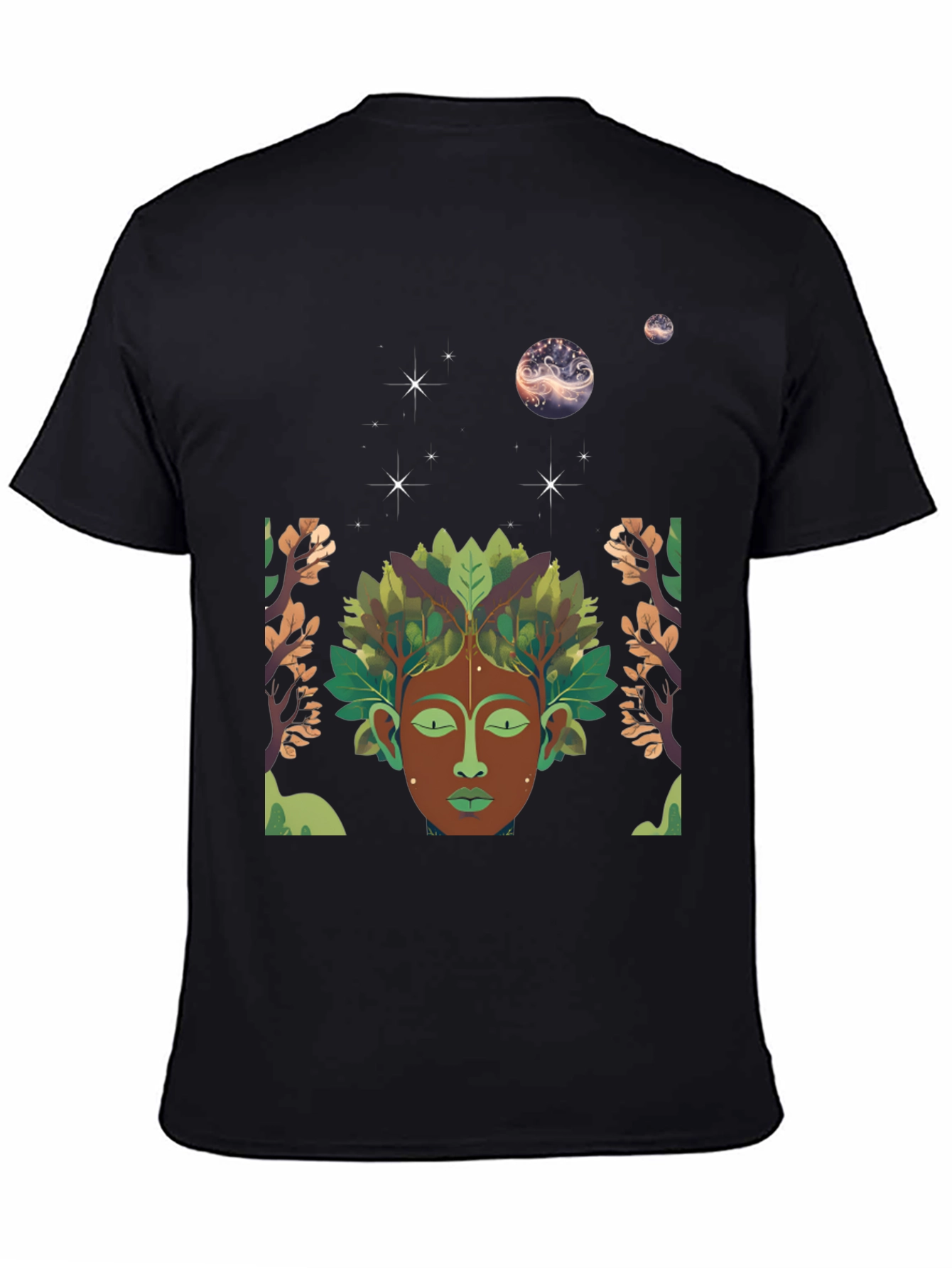 Nature Spirit Graphic Tee - Black Cotton Blend