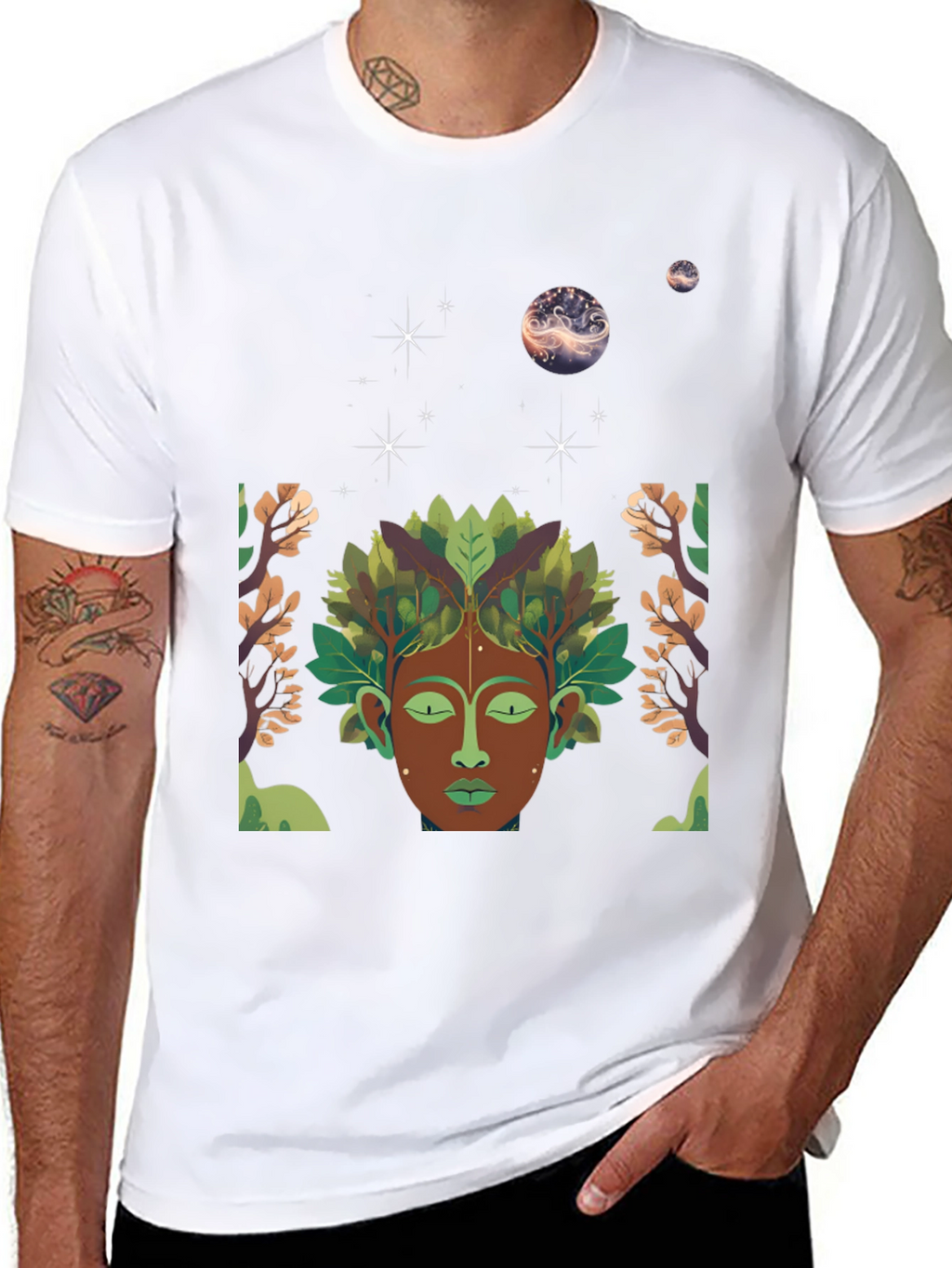 Nature Spirit Graphic Tee - Black Cotton Blend
