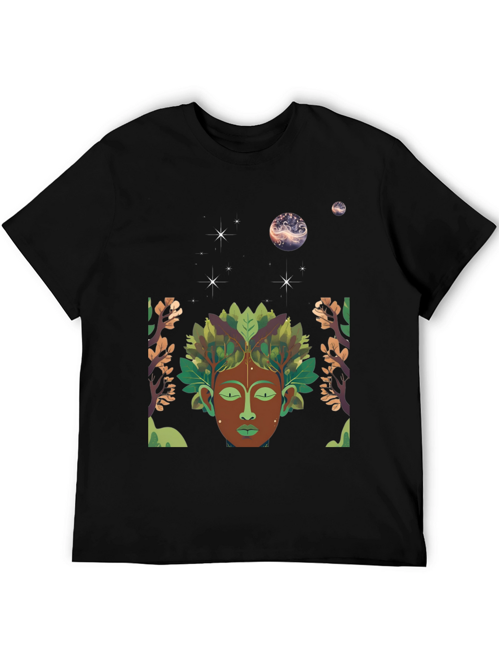 Nature Spirit Graphic Tee - Black Cotton Blend