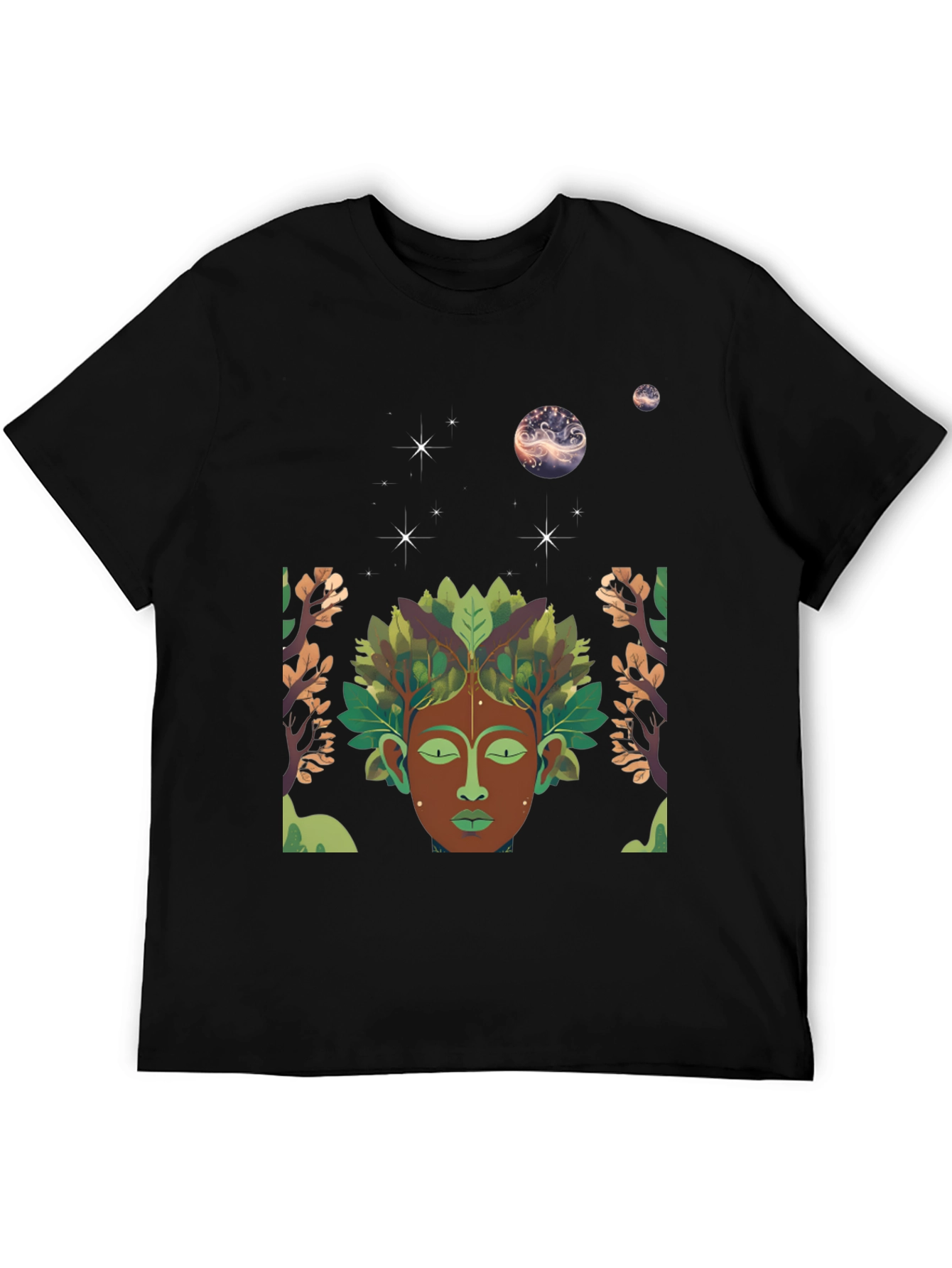 Nature Spirit Graphic Tee - Black Cotton Blend