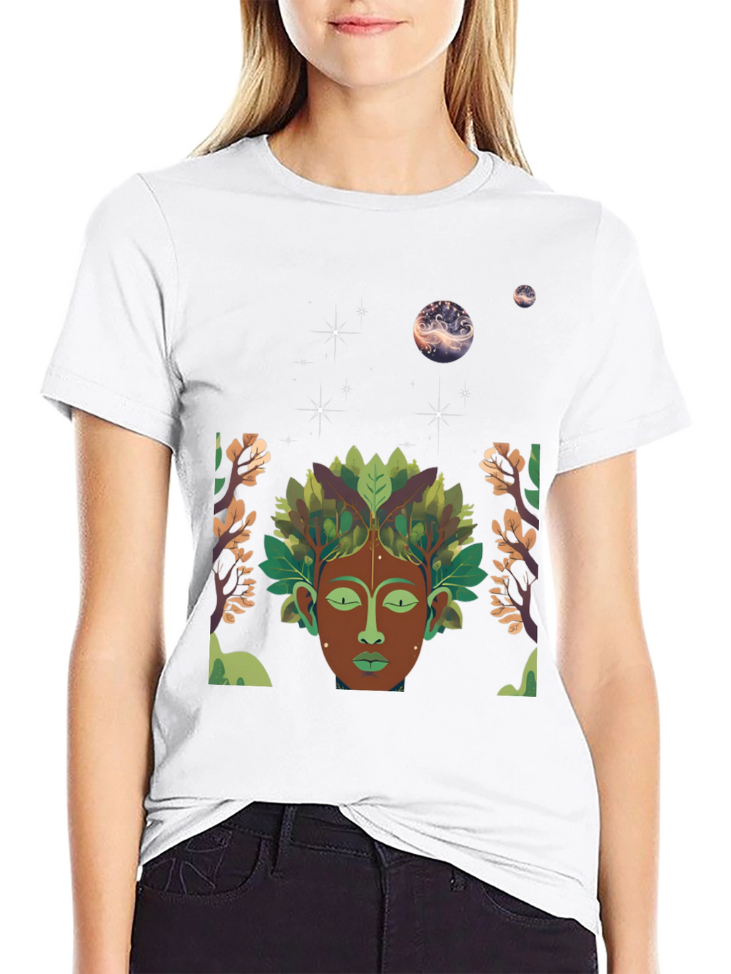Nature Spirit Graphic Tee - Black Cotton Blend