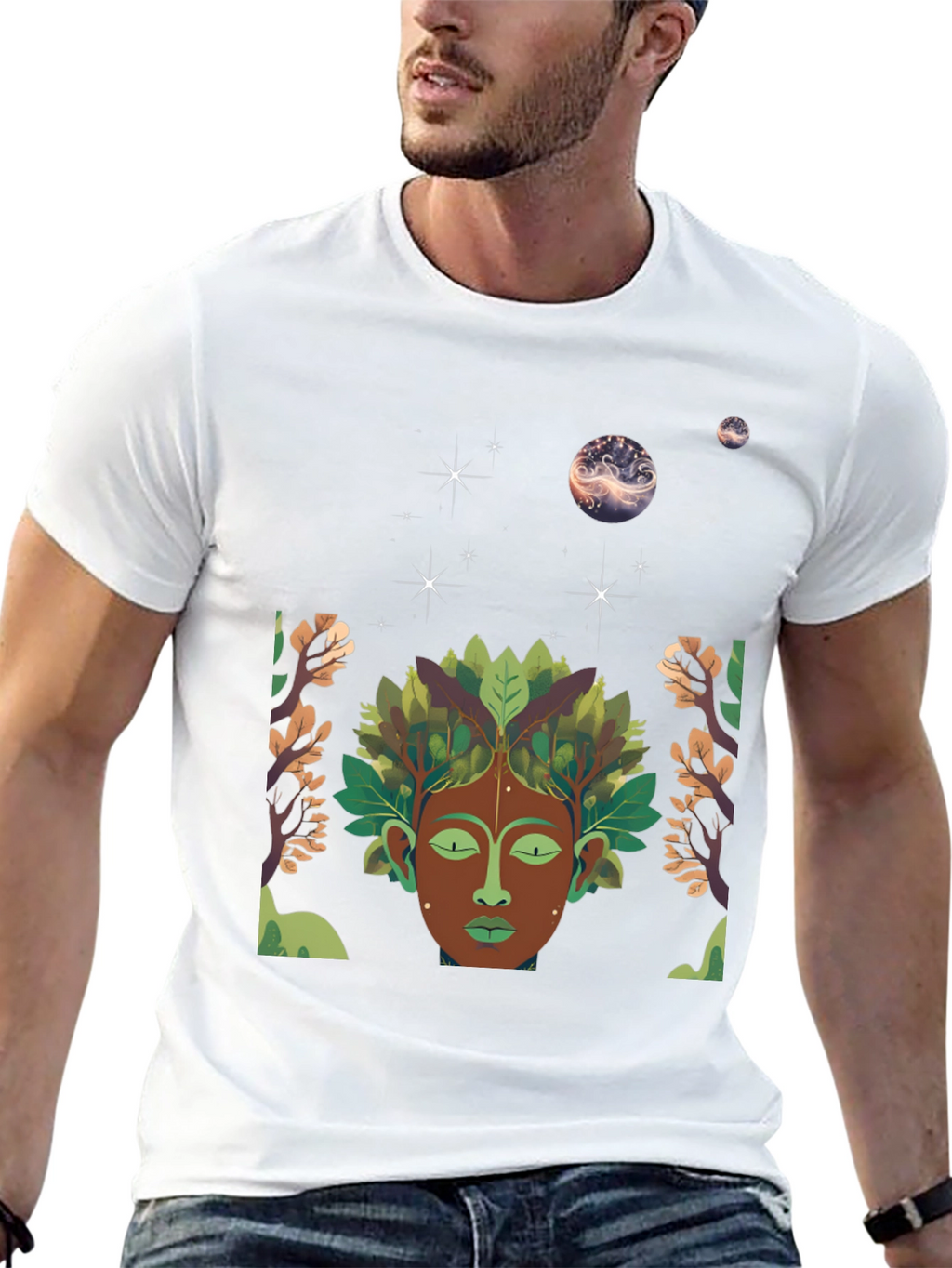 Nature Spirit Graphic Tee - Black Cotton Blend