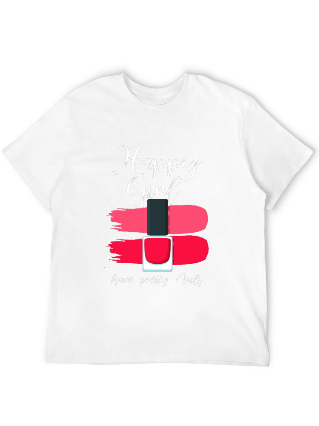 Happy Girl Pretty Nails Graphic Tee - Black Cotton