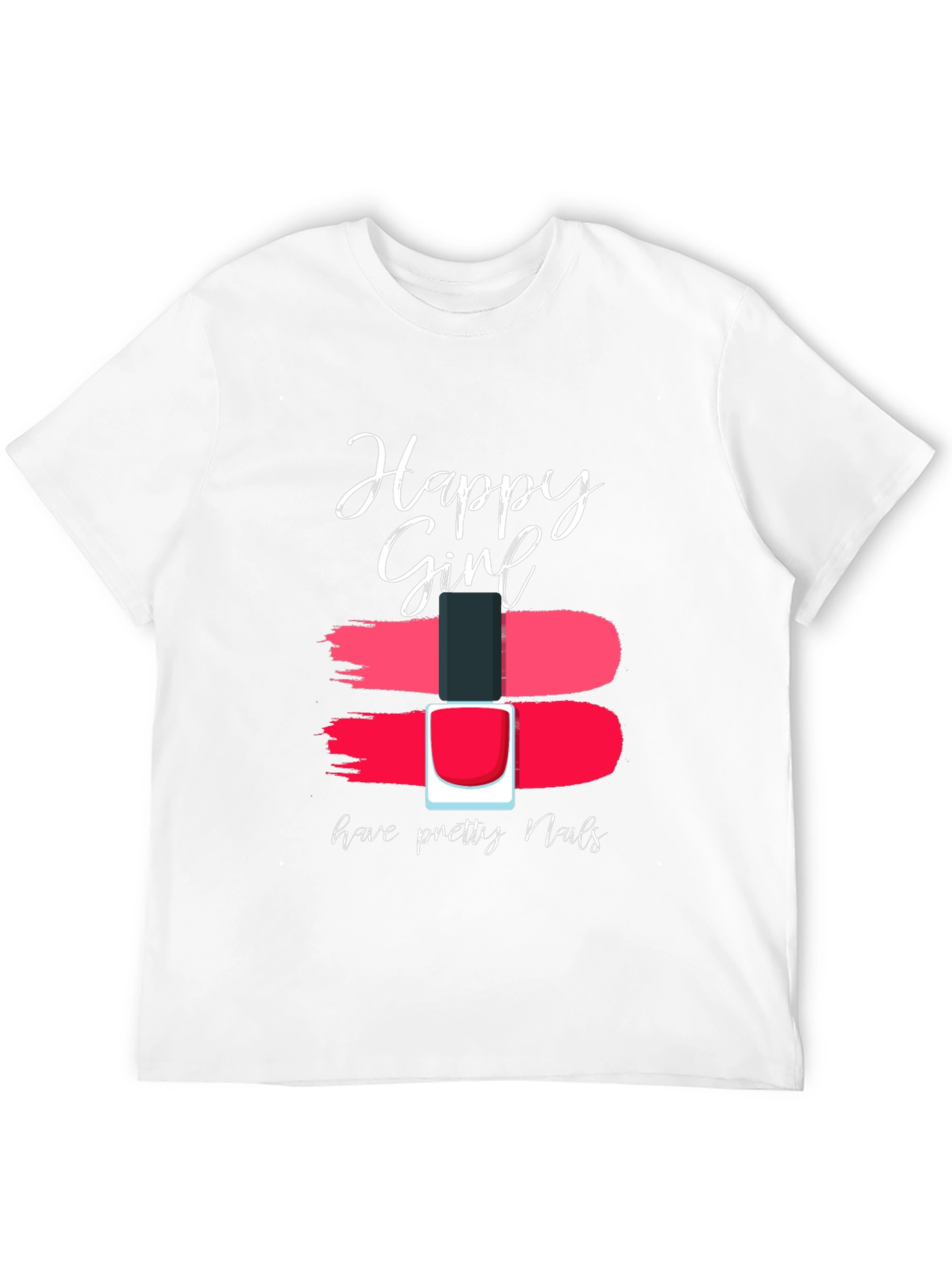 Happy Girl Pretty Nails Graphic Tee - Black Cotton