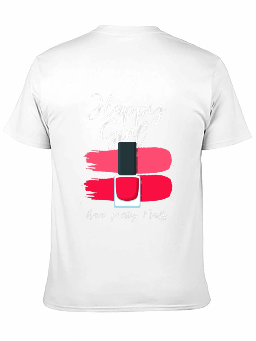 Happy Girl Pretty Nails Graphic Tee - Black Cotton