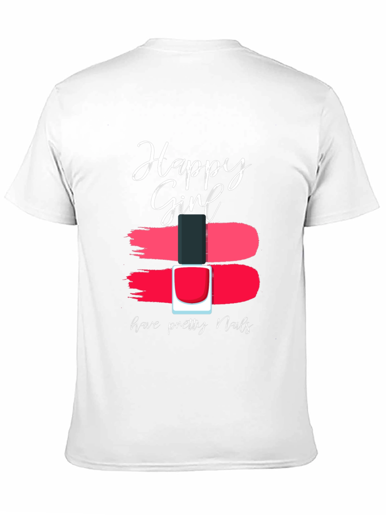 Happy Girl Pretty Nails Graphic Tee - Black Cotton