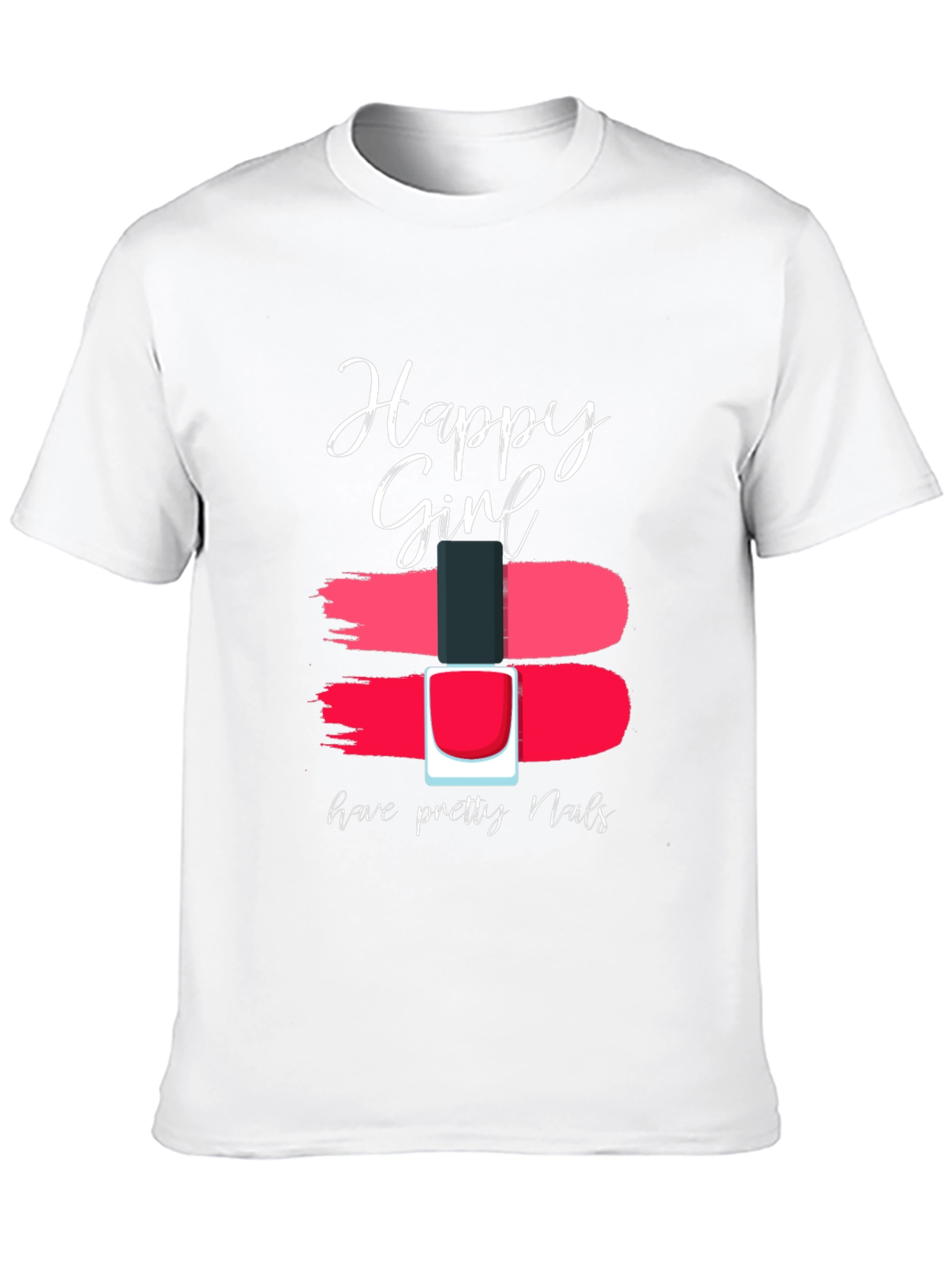 Happy Girl Pretty Nails Graphic Tee - Black Cotton